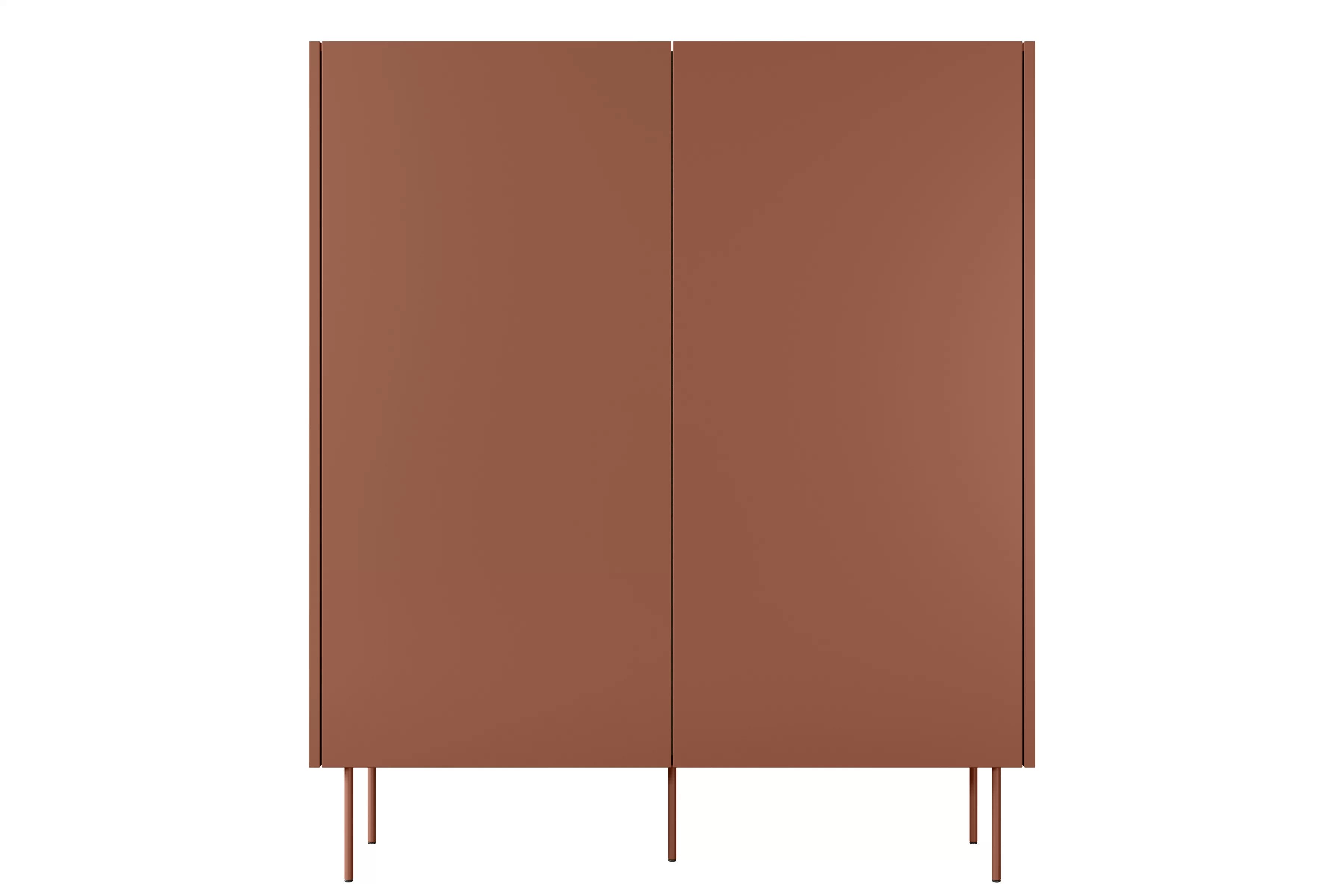 Vysoká komoda Desin 120 cm se skrytými zásuvkami - ceramic red / dub nagano Kredenc Desin z ukrytymi zásuvkami i metalowymi nogami 120 cm - ceramic red / dub nagano