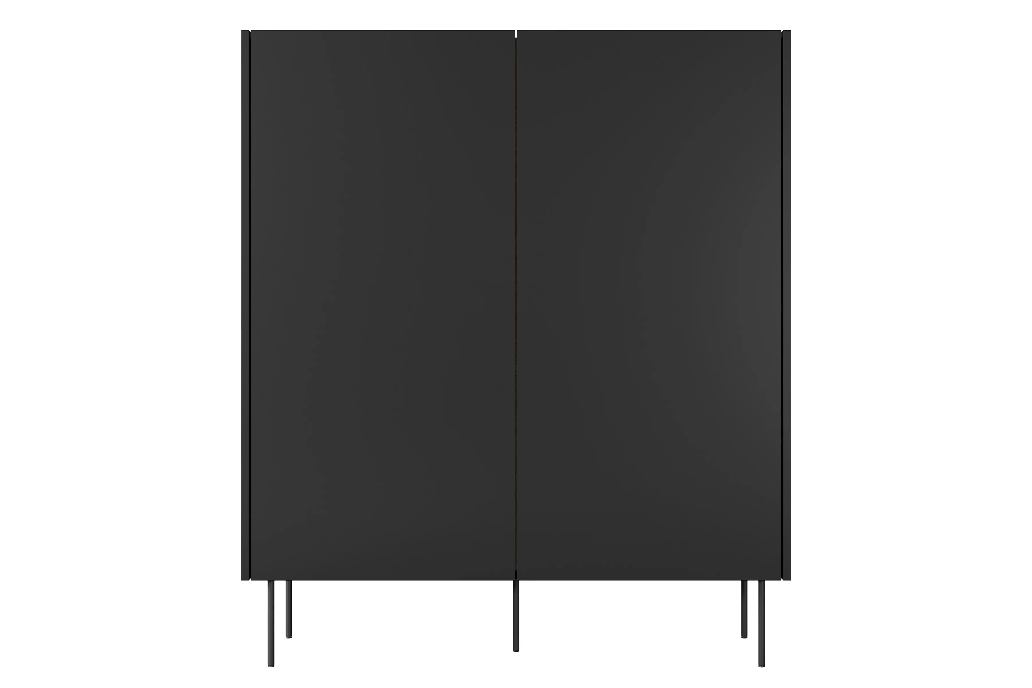 Vysoká komoda Desin 120 cm s 2 skrytými zásuvkami – čierny mat / dub nagano Komoda Desin z ukrytymi zásuvkami i metalowymi nogami 120 cm - Čierny mat / Dub nagano