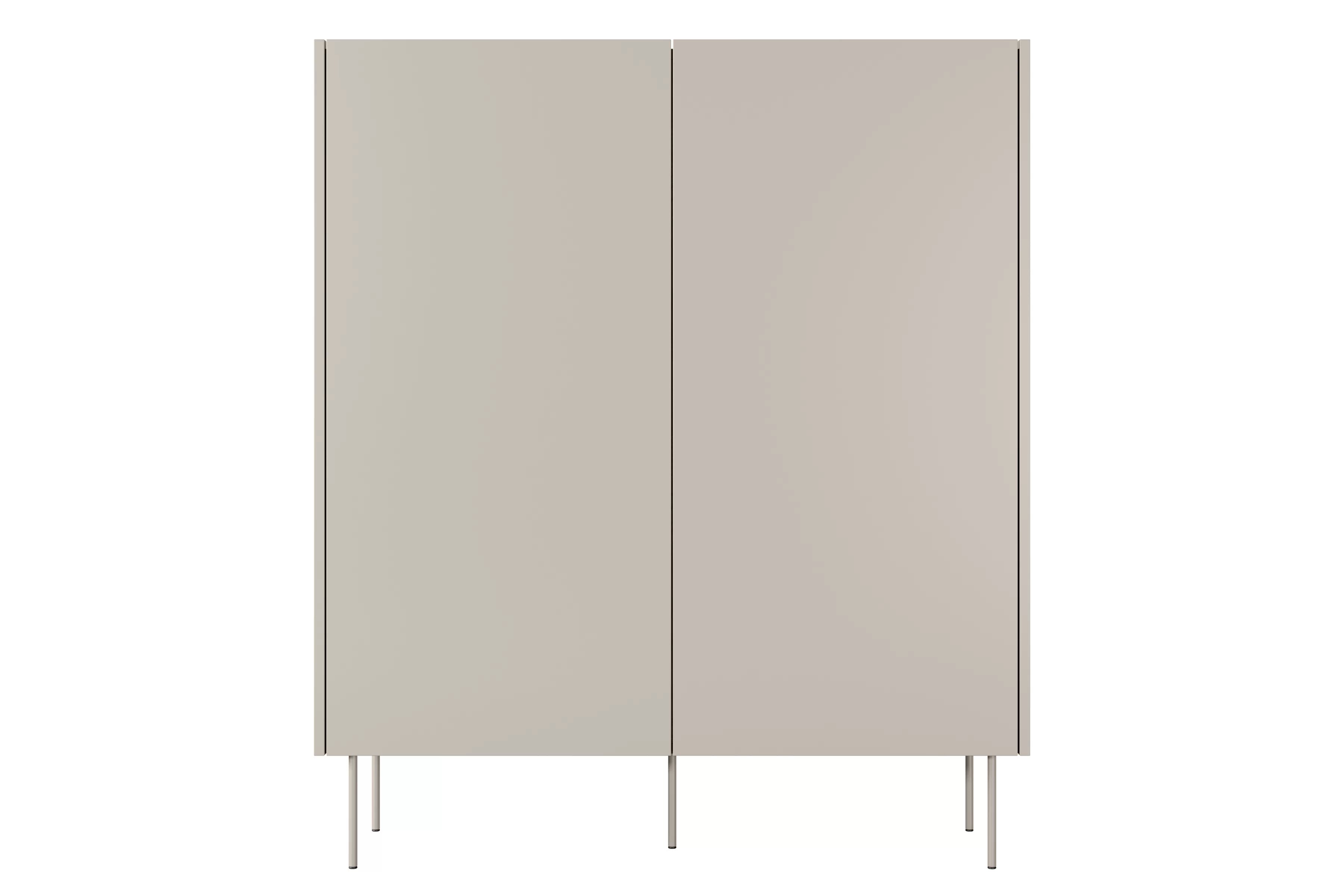 Vysoká komoda Desin 120 cm s 2 skrytými zásuvkami – kašmírová / dub nagano Komoda Desin z ukrytymi zásuvkami i metalowymi nogami 120 cm - kašmír / Dub nagano