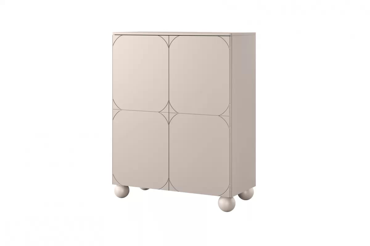 Vysoká komoda Sonatia II 120 cm se dvěma skrytými zásuvkami - kašmír kredenc kašmír