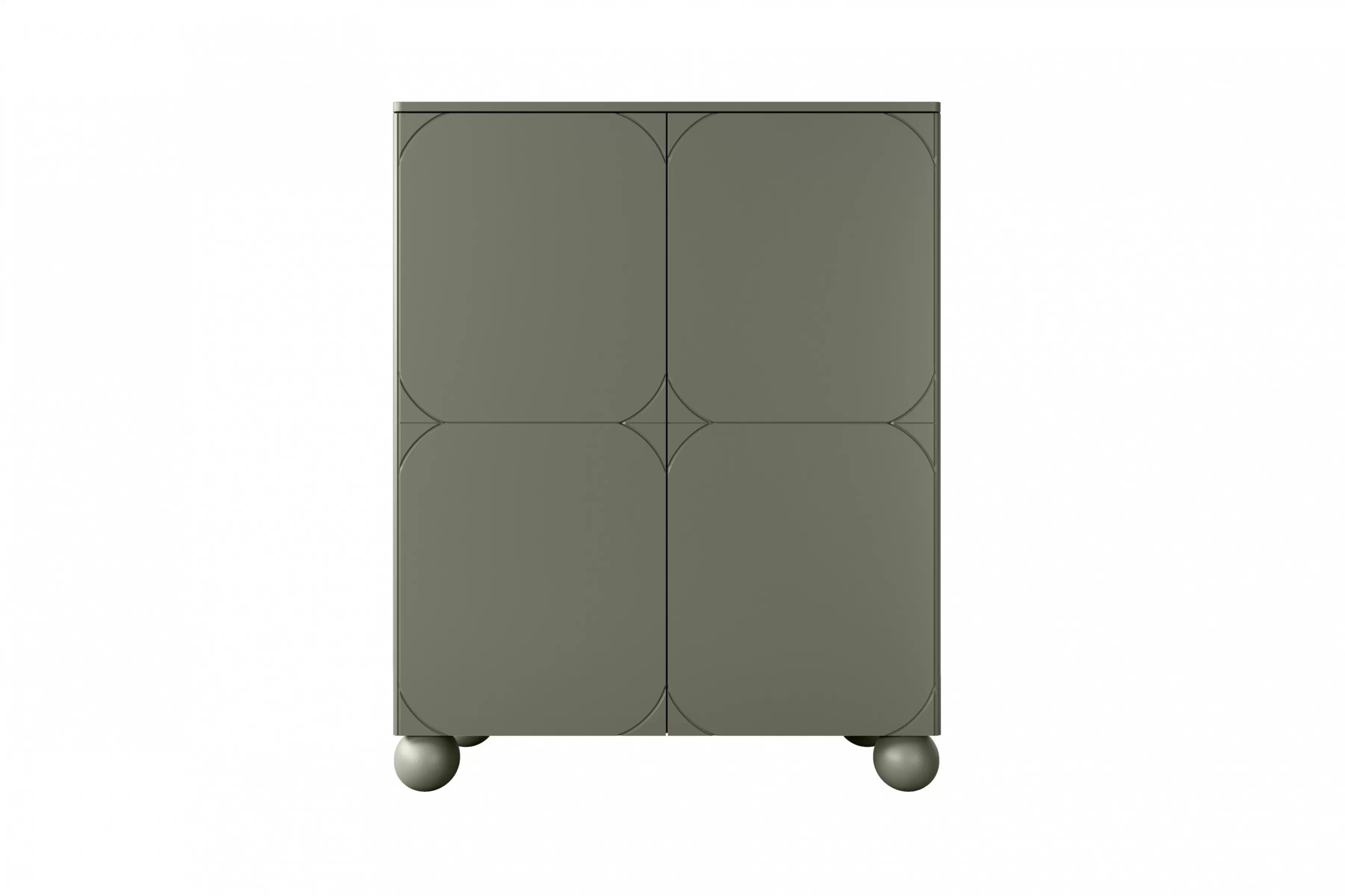 Vysoká komoda Sonatia II 120 cm dvoudveřová se skrytými zásuvkami - olivová Kredenc dvoudveřový z dwoma ukrytymi zásuvkami Sonatia II 120 cm - olivová