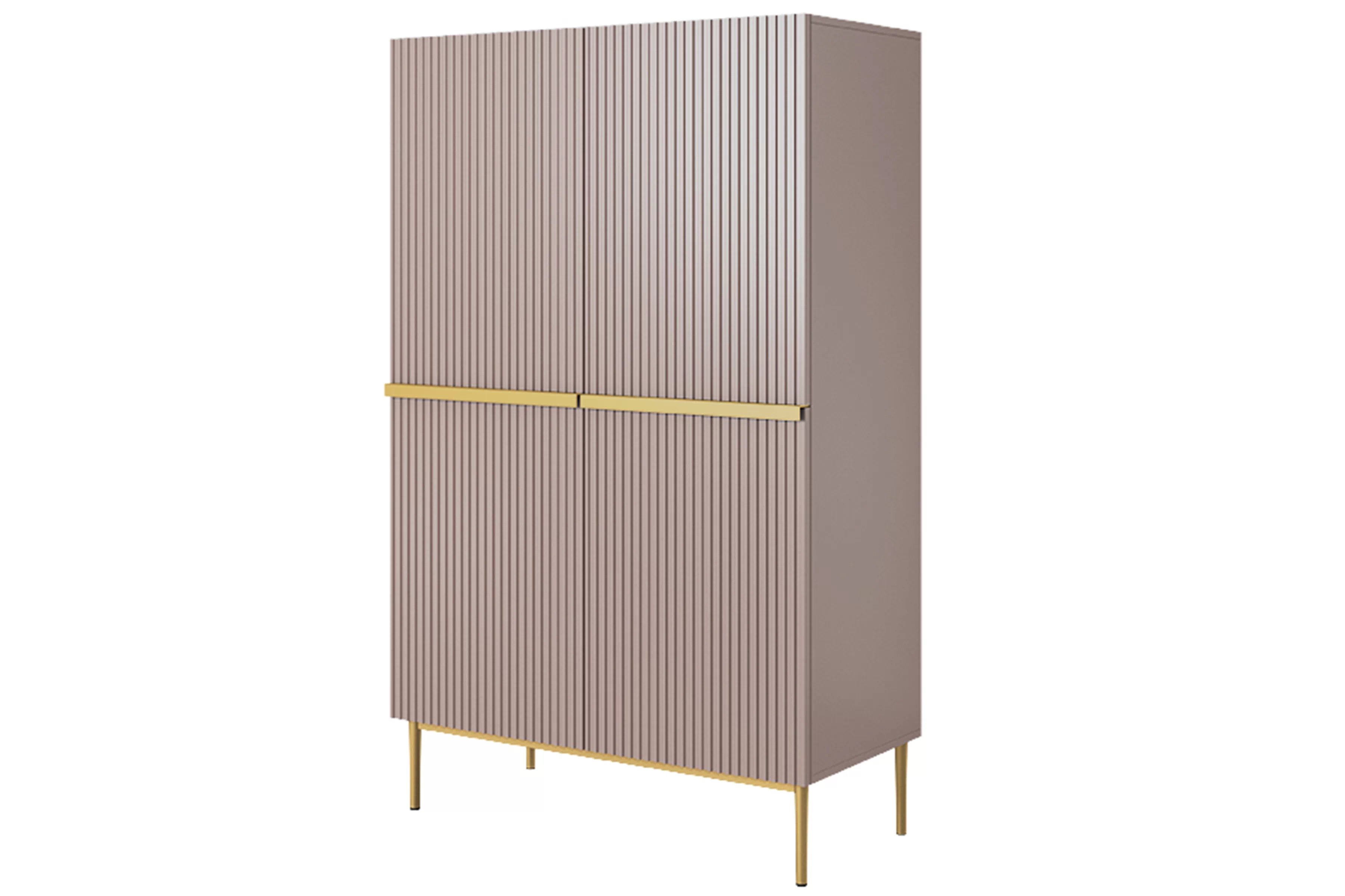 Vysoká komoda Nicole 100 cm – staroružová / zlatá Komoda Nicole 100 cm z metalowymi uchwytami i nogami - antický Ružová / zlote nozki