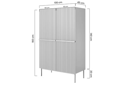 Příborník Nicole 100 cm - černý mat / kovové nohy Kredenc Nicole 100 cm z metalowymi uchwytami i nogami - černá mat / černá nozki