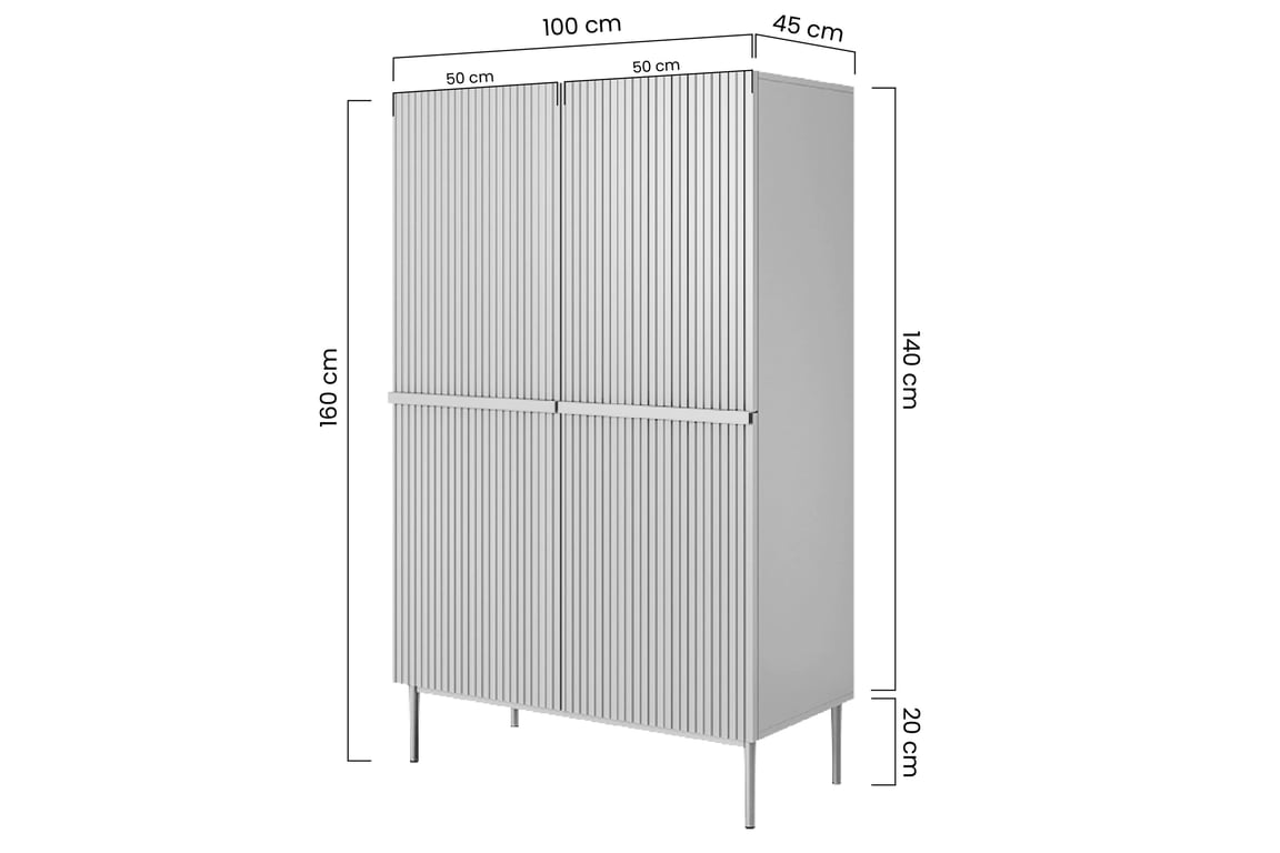 Příborník Nicole 100 cm - černý mat / kovové nohy Kredenc Nicole 100 cm z metalowymi uchwytami i nogami - černá mat / černá nozki