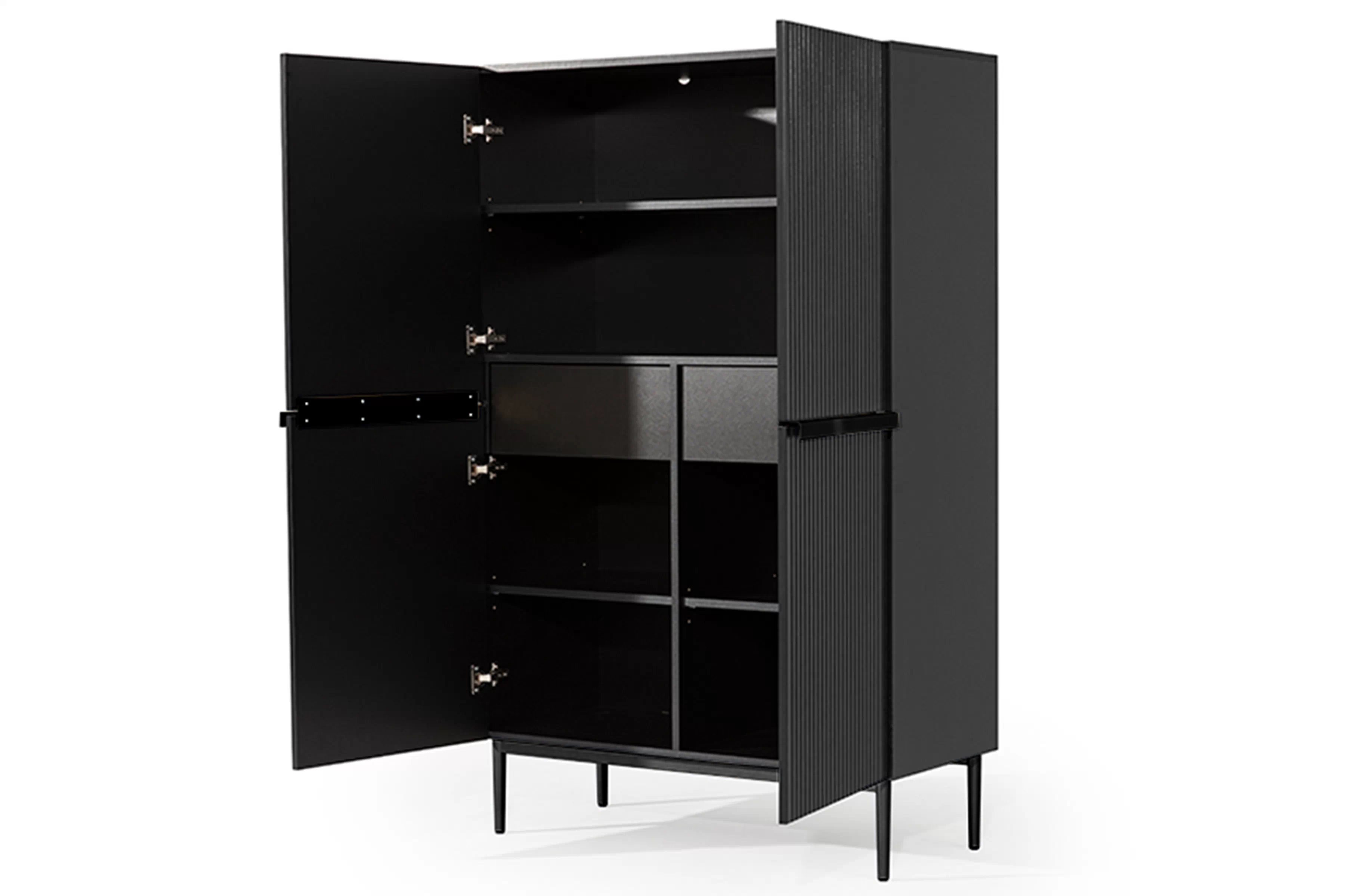 Vysoká komoda Nicole 100 cm – čierny mat / čierna Komoda Nicole 100 cm z metalowymi uchwytami i nogami - Čierny mat / čierny nozki