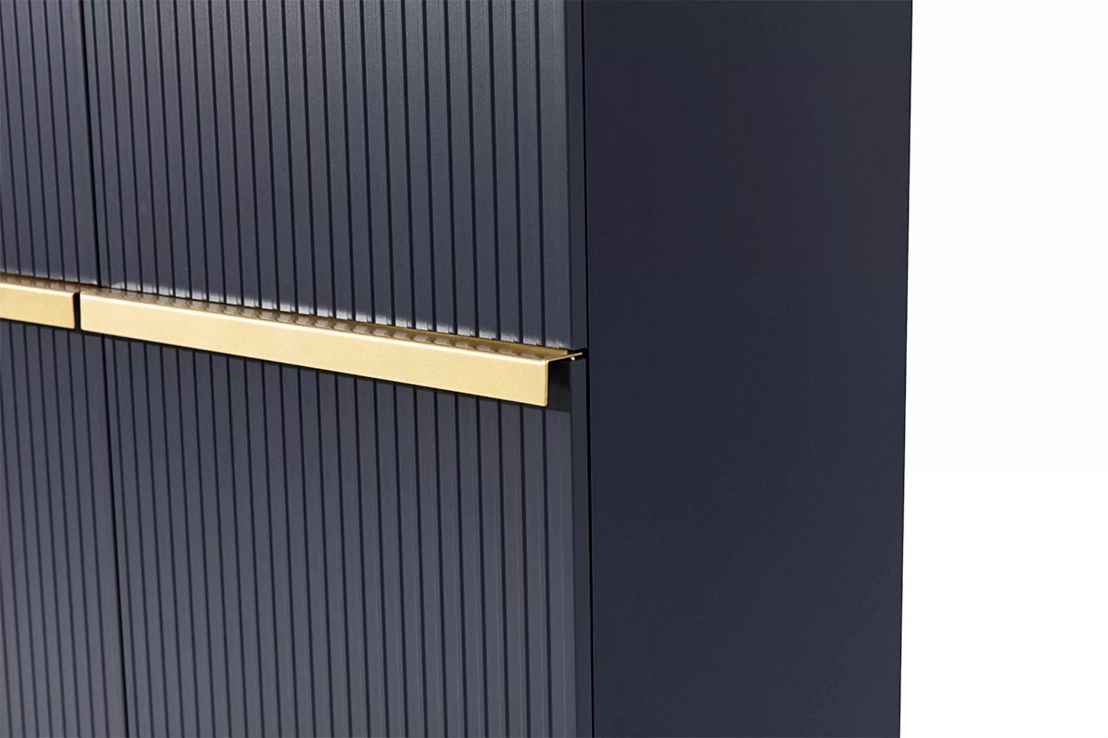 Vysoká komoda Nicole 100 cm - tmavomodrá / zlatá Komoda Nicole z metalowymi uchwytami i nogami 100 cm - granat / zlote nozki