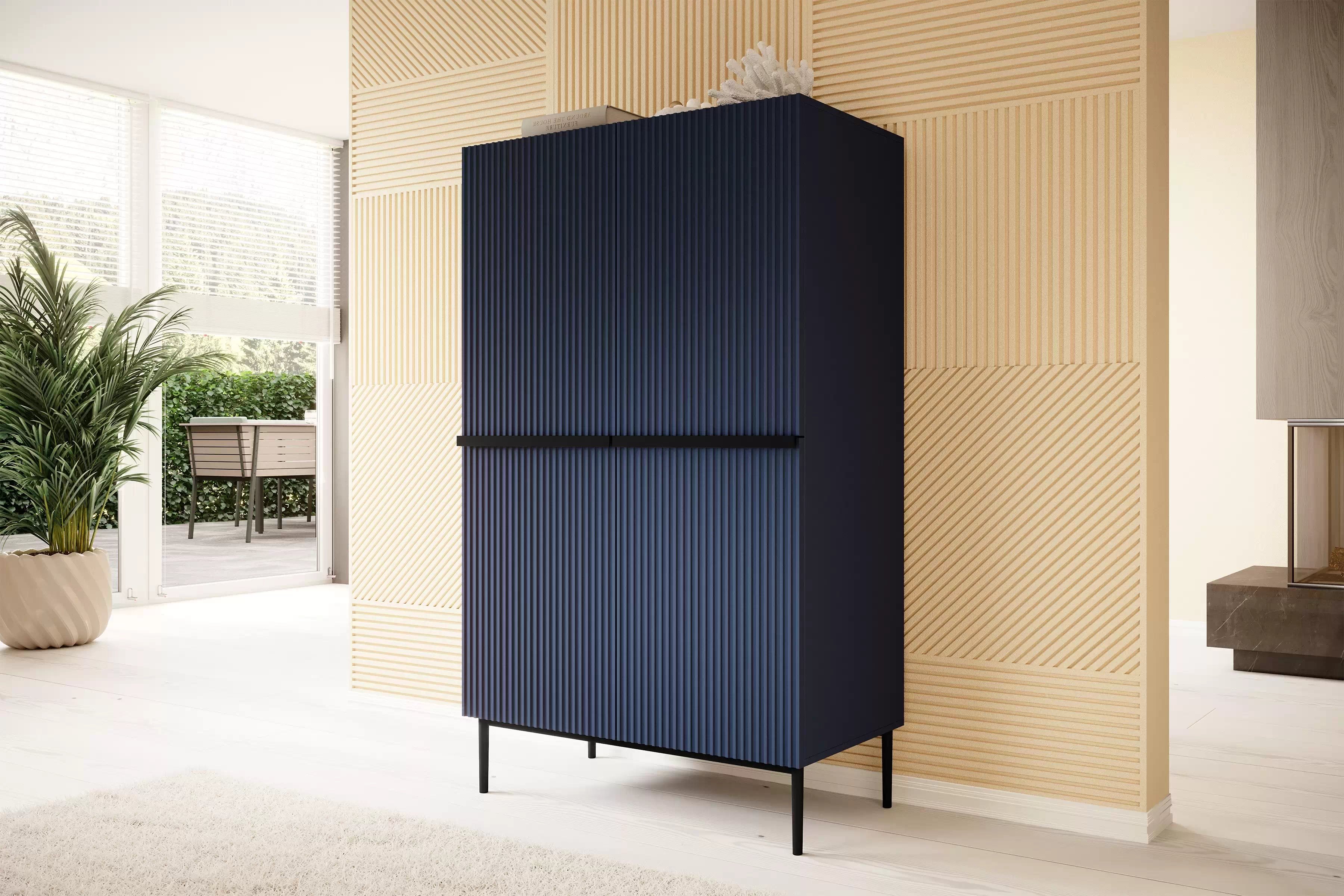 Komoda Nicole z metalowymi uchwytami i nogami 100 cm - granat / čierny nozki - Limitovaná ponuka Komoda Nicole z metalowymi uchwytami i nogami 100 cm - granat / čierny nozki