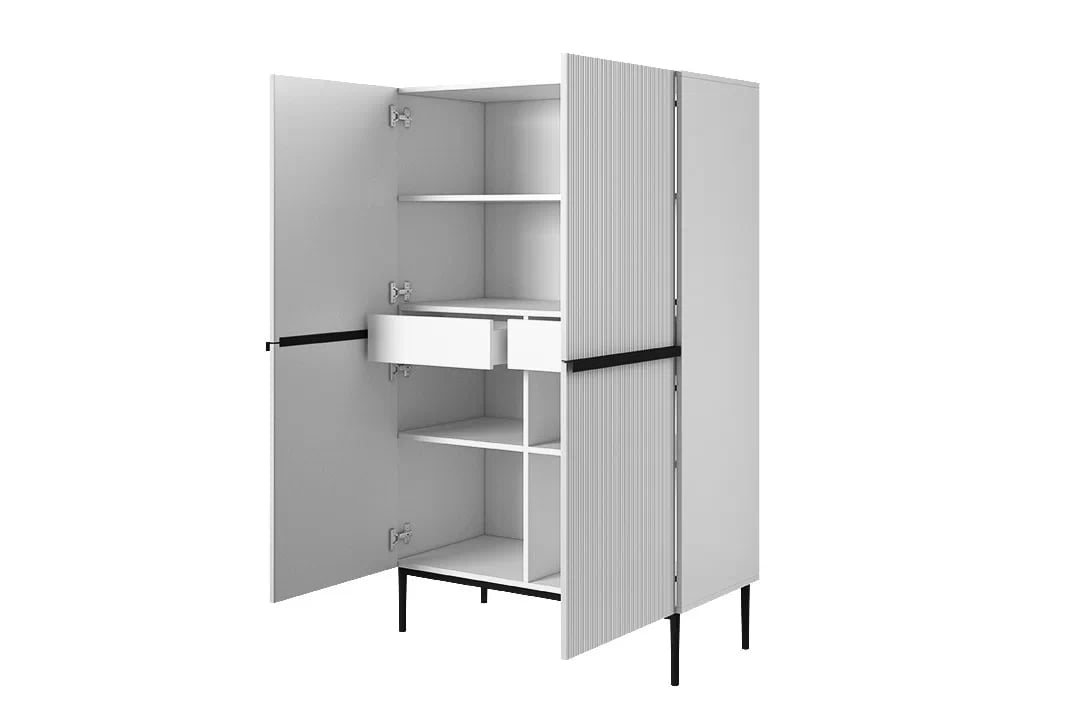 Vysoká komoda Nicole 100 cm – biely mat / čierna Komoda Nicole z metalowymi uchwytami i nogami 100 cm - biely mat / čierny nozki
