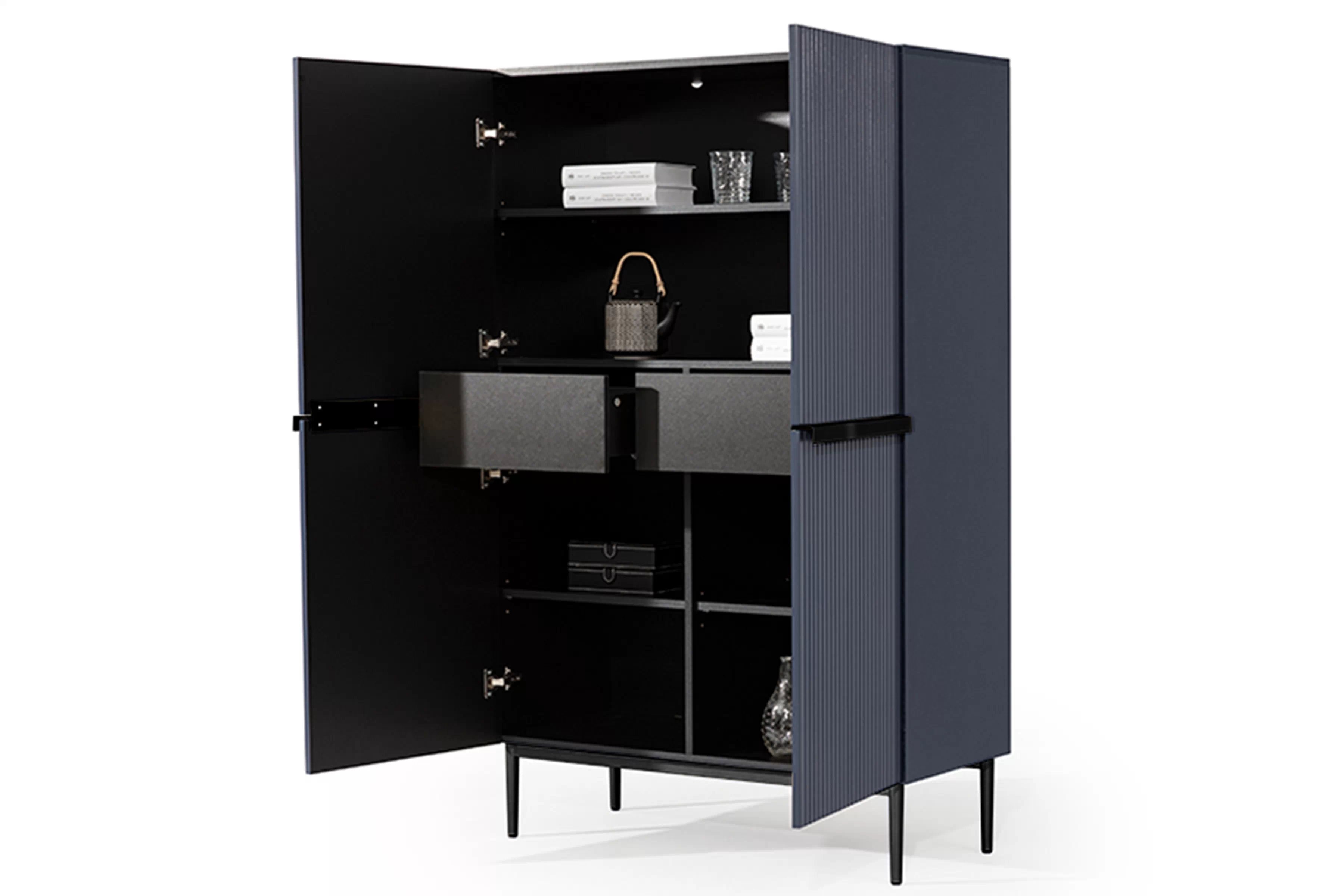 Komoda Nicole z metalowymi uchwytami i nogami 100 cm - granat / čierny nozki - Limitovaná ponuka Komoda Nicole z metalowymi uchwytami i nogami 100 cm - granat / čierny nozki