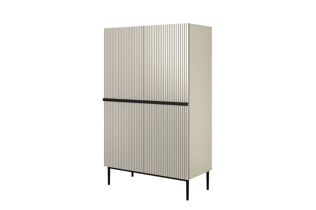 Vysoká komoda Nicole 100 cm – kašmírová / čierna Komoda Nicole z metalowymi uchwytami i nogami 100 cm - kašmír / čierny nozki