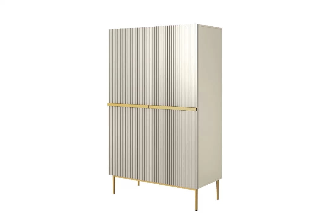 Vysoká komoda Nicole 100 cm – kašmírová / zlatá Komoda Nicole z metalowymi uchwytami i nogami 100 cm - kašmír / zlote nozki