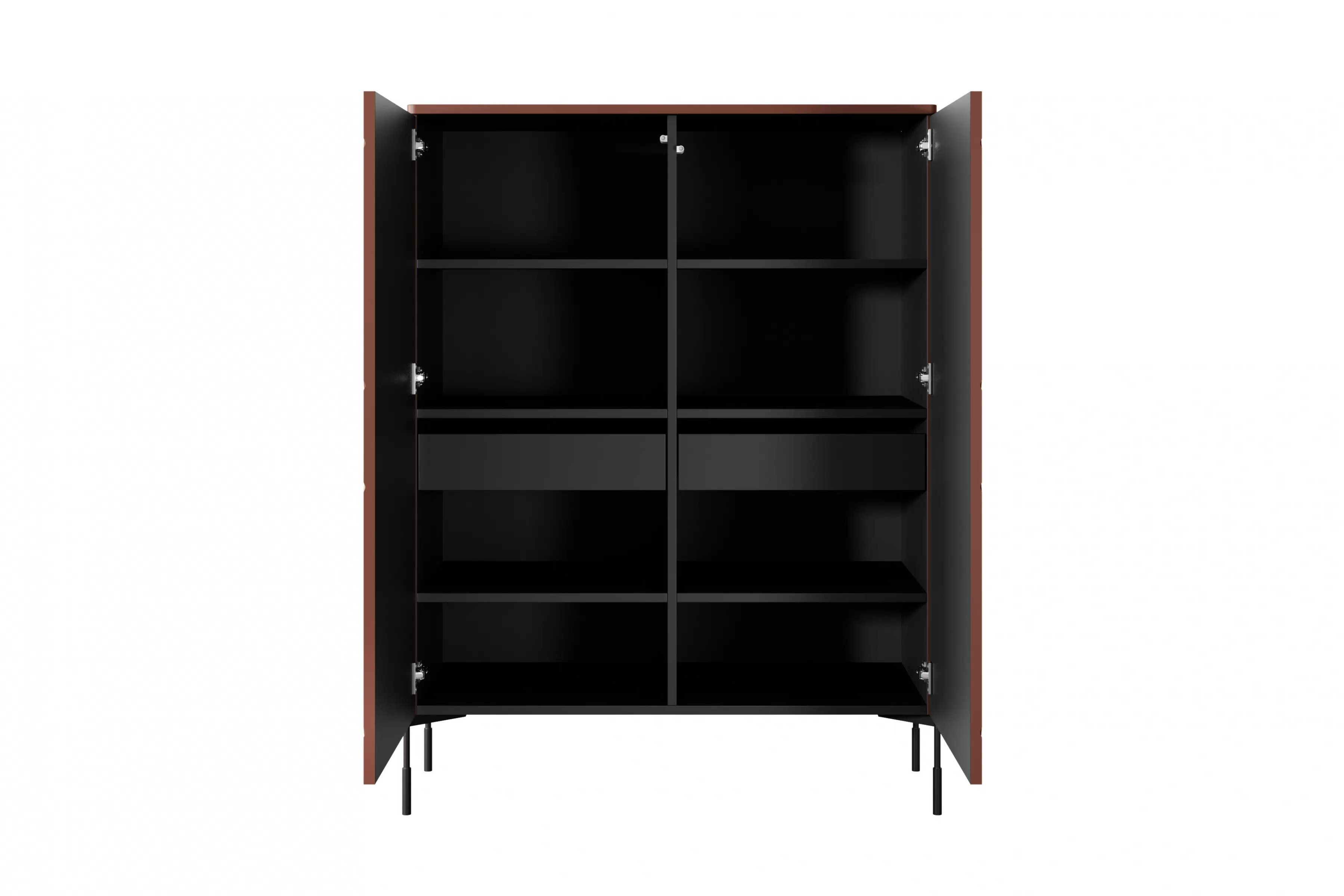 Vysoká komoda Sonatia 120 cm s 2 skrytými zásuvkami – bordová Komoda Sonatia 120 cm dvojdverový s dvoma ukrytymi zásuvkami - burgund