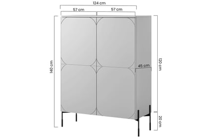 Kredenc Sonatia 120 cm - burgund Kredenc Sonatia 120 cm dvoudveřový z dwoma ukrytymi zásuvkami - burgund