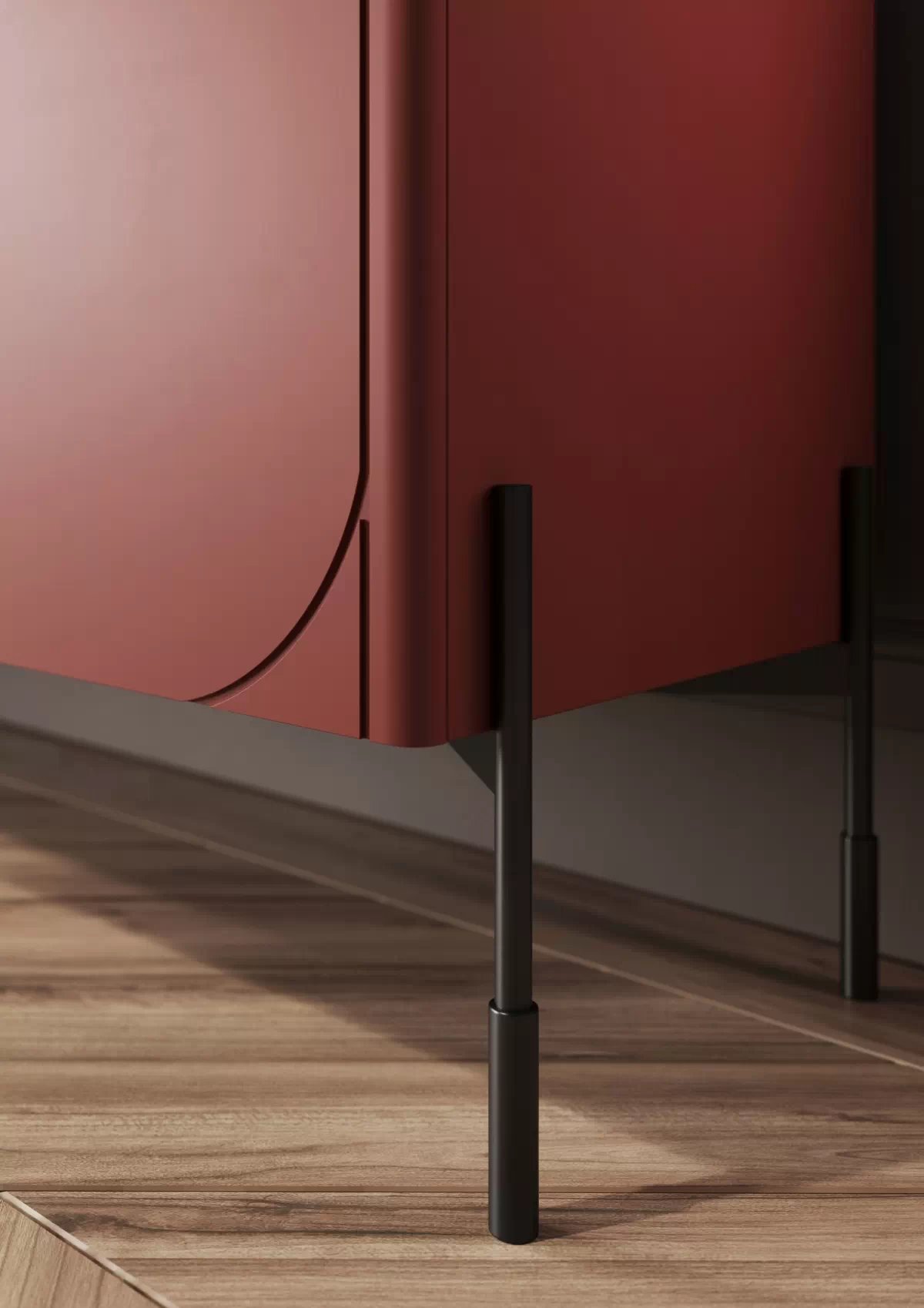 Vysoká komoda Sonatia 120 cm s 2 skrytými zásuvkami – bordová Komoda Sonatia 120 cm dvojdverový s dvoma ukrytymi zásuvkami - burgund