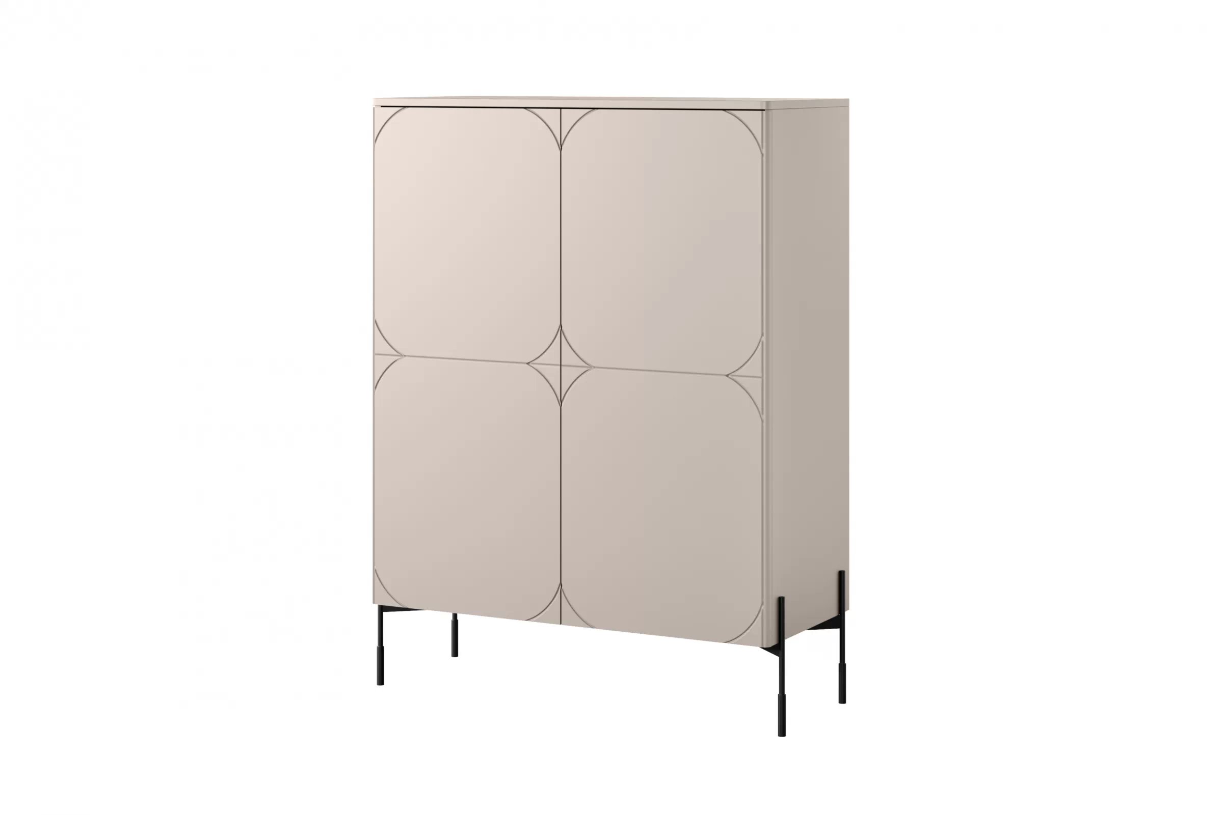 Vysoká komoda Sonatia 120 cm s 2 skrytými zásuvkami – kašmírová Komoda Sonatia 120 cm dvojdverový s dvoma ukrytymi zásuvkami - kašmír