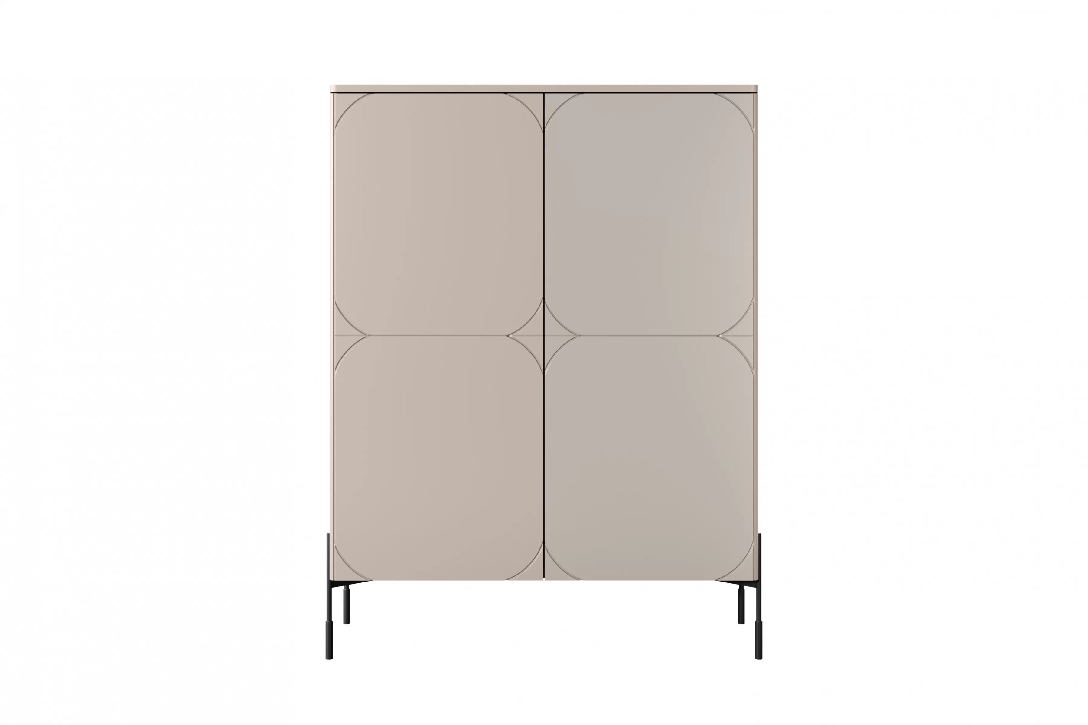 Vysoká komoda Sonatia 120 cm s 2 skrytými zásuvkami – kašmírová Komoda Sonatia 120 cm dvojdverový s dvoma ukrytymi zásuvkami - kašmír