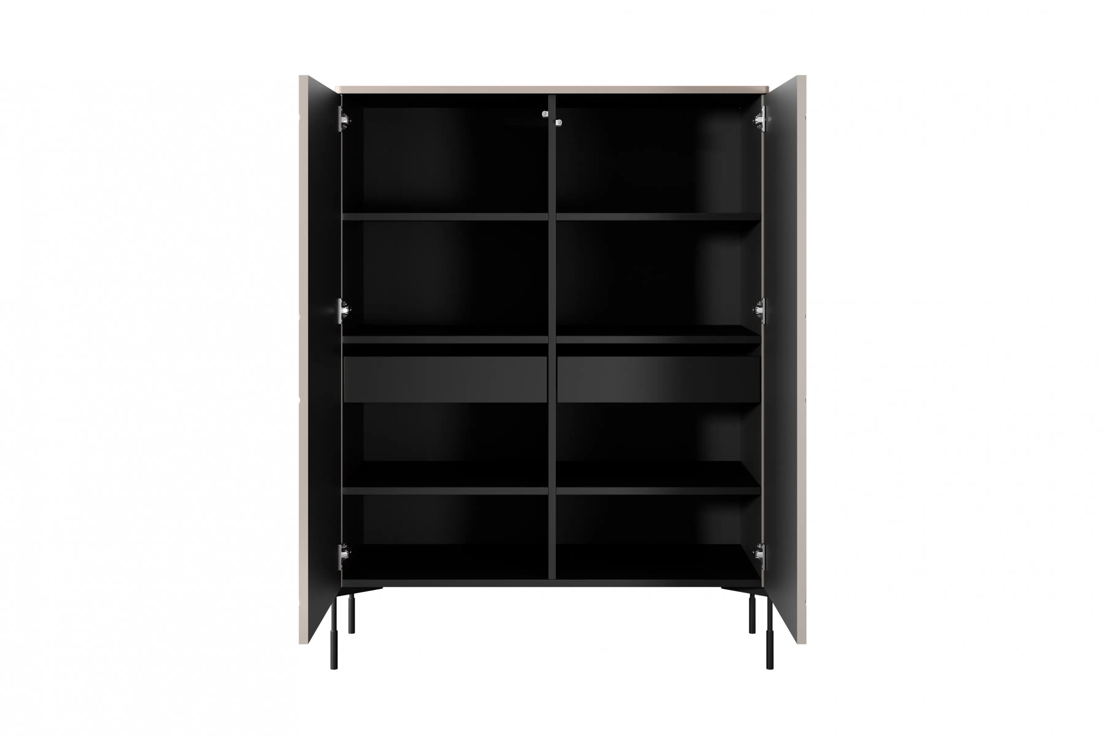 Vysoká komoda Sonatia 120 cm s 2 skrytými zásuvkami – kašmírová Komoda Sonatia 120 cm dvojdverový s dvoma ukrytymi zásuvkami - kašmír