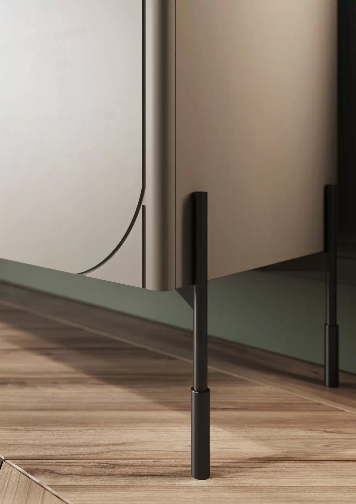 Vysoká komoda Sonatia 120 cm s 2 skrytými zásuvkami – kašmírová Komoda Sonatia 120 cm dvojdverový s dvoma ukrytymi zásuvkami - kašmír