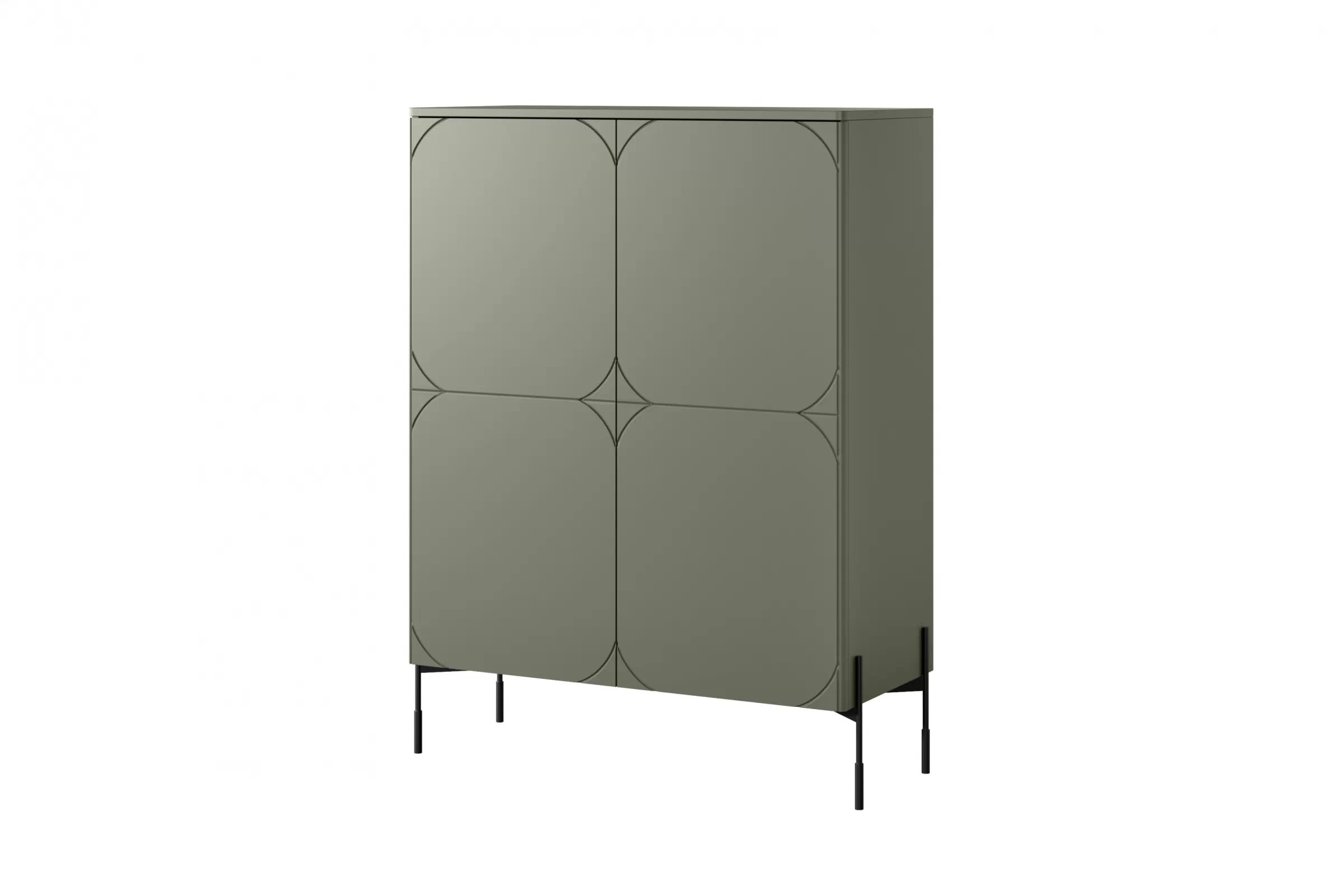 Vysoká komoda Sonatia 120 cm s 2 skrytými zásuvkami – olivová Komoda Sonatia 120 cm dvojdverový s dvoma ukrytymi zásuvkami - Oliva