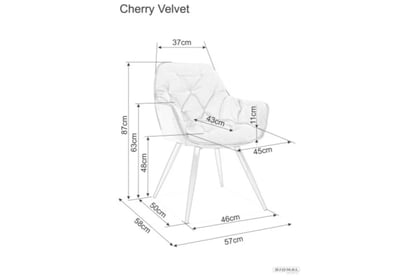 Čalouněná židle Cherry Velvet - curry / Bluvel 68 Rozměry nábytku