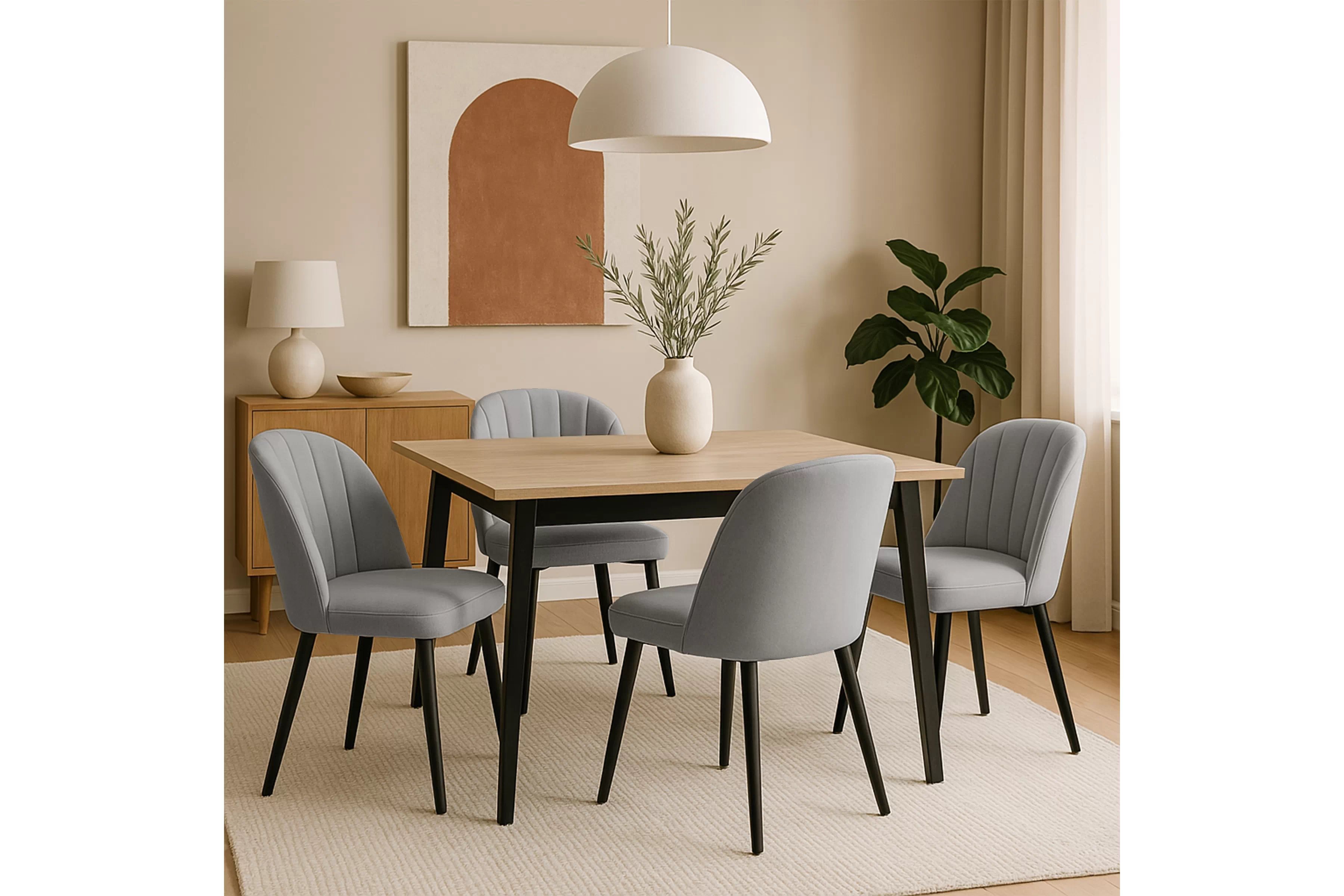 Jedálenské kreslo Azarro 2 - sivý ľahkočistiteľný zamat Cloud 83 / čierna Stolička drevená Azarro 2 z tapicerowanym siedziskiem - šedý velúr Cloud 83 / čierny nožičky