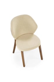 Dřevěná židle Elora s čalouněným sedákem - béžová / ořech židle dřevěná elora s čalouněným sedákem - bezowe /ořech