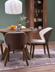 Dřevěná židle Elora s čalouněným sedákem - béžová / ořech židle dřevěná elora s čalouněným sedákem - bezowe /ořech