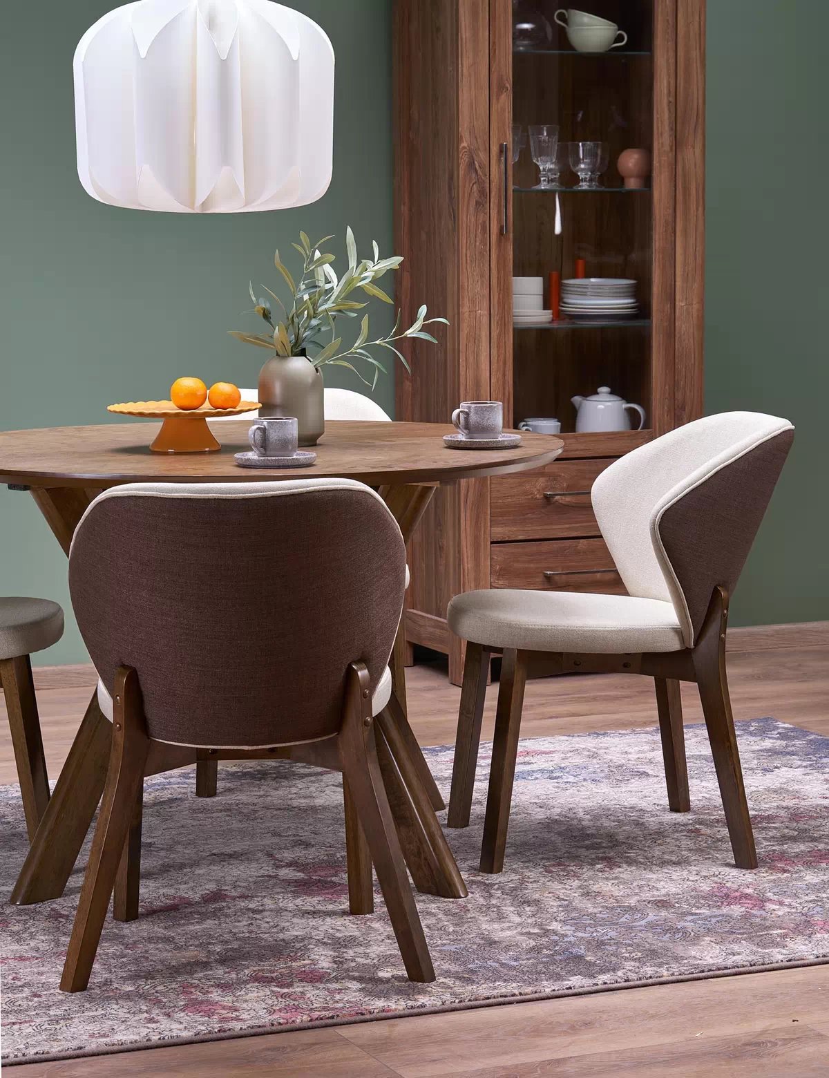 Dřevěná židle Elora s čalouněným sedákem - béžová / ořech židle dřevěná elora s čalouněným sedákem - bezowe /ořech