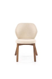 Dřevěná židle Elora s čalouněným sedákem - béžová / ořech židle dřevěná elora s čalouněným sedákem - bezowe /ořech