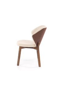 Dřevěná židle Elora s čalouněným sedákem - béžová / ořech židle dřevěná elora s čalouněným sedákem - bezowe /ořech