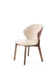 Dřevěná židle Elora s čalouněným sedákem - béžová / ořech židle dřevěná elora s čalouněným sedákem - bezowe /ořech