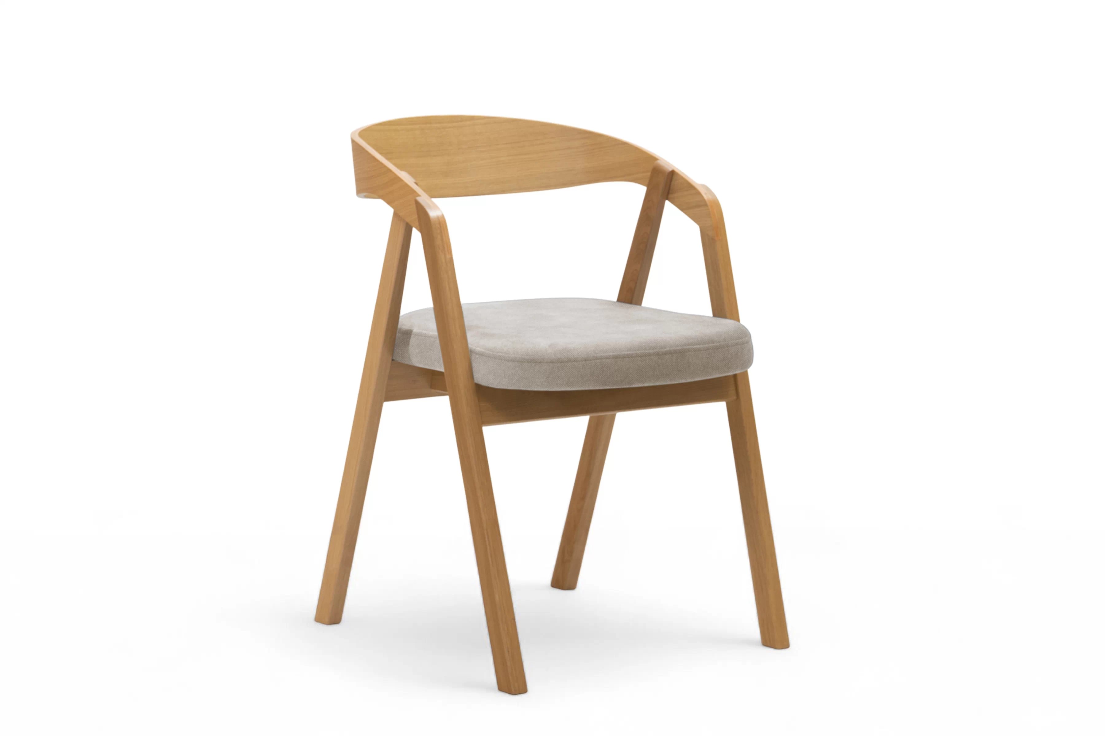 Dřevěná jídelní židle Elvarin s čalouněným sedákem – světle šedý šenil Wind 05 / lakovaný dub židle dřevěná Elvarin s čalouněným sedákem - světlý šedá šenil Wind 05 / dub lakierowany