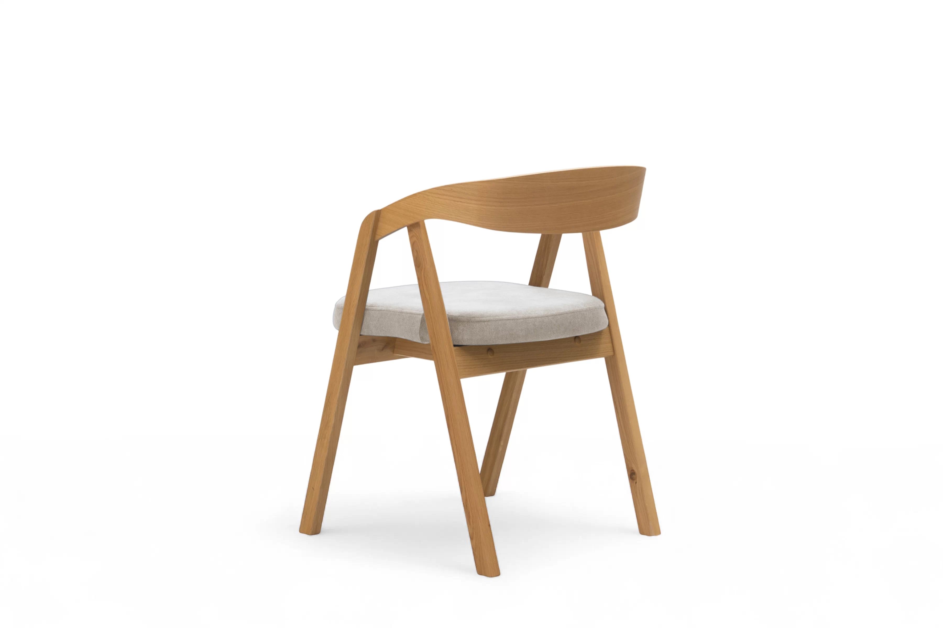 Dřevěná jídelní židle Elvarin s čalouněným sedákem – světle šedý šenil Wind 05 / lakovaný dub židle dřevěná Elvarin s čalouněným sedákem - světlý šedá šenil Wind 05 / dub lakierowany