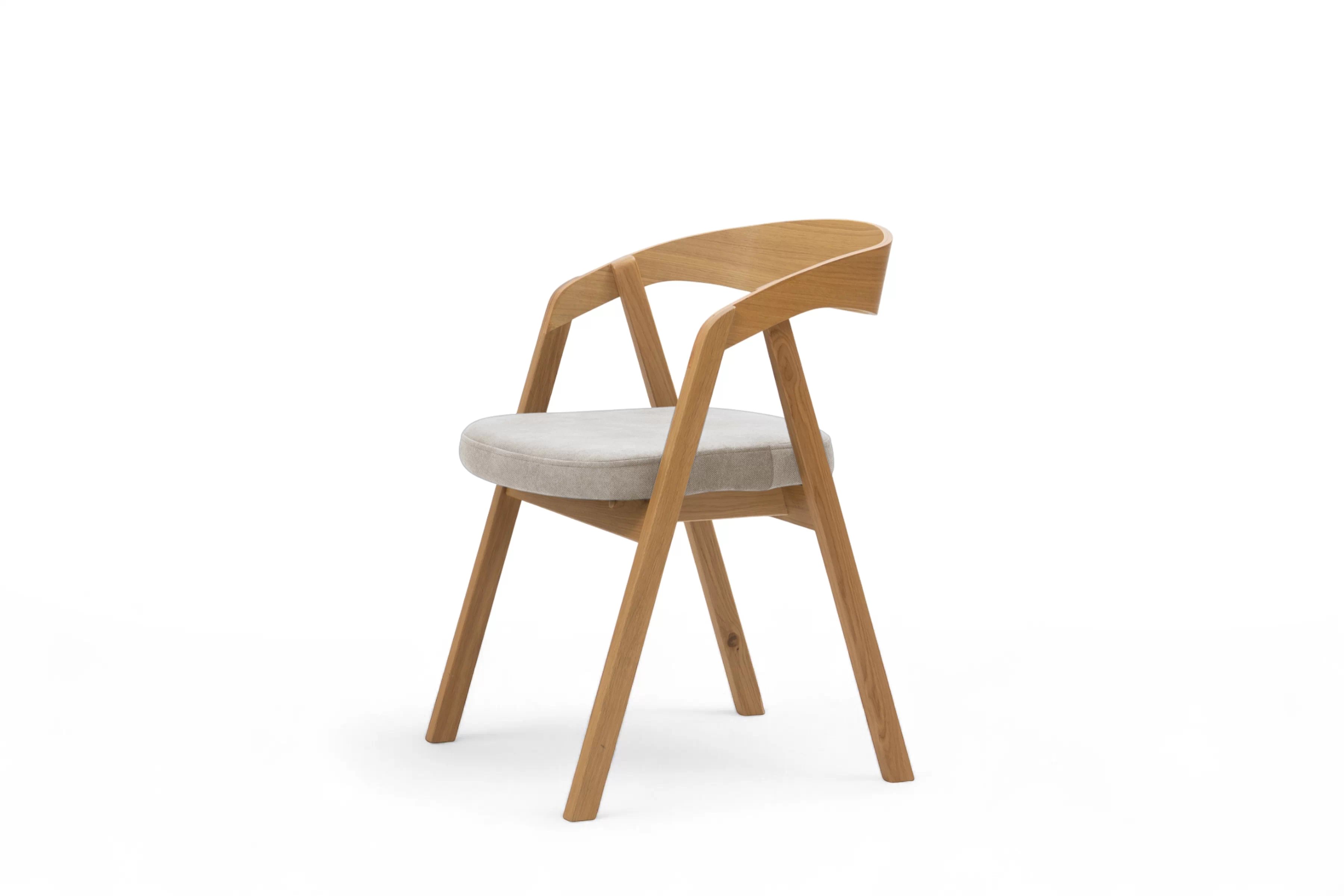 Dřevěná jídelní židle Elvarin s čalouněným sedákem – světle šedý šenil Wind 05 / lakovaný dub židle dřevěná Elvarin s čalouněným sedákem - světlý šedá šenil Wind 05 / dub lakierowany