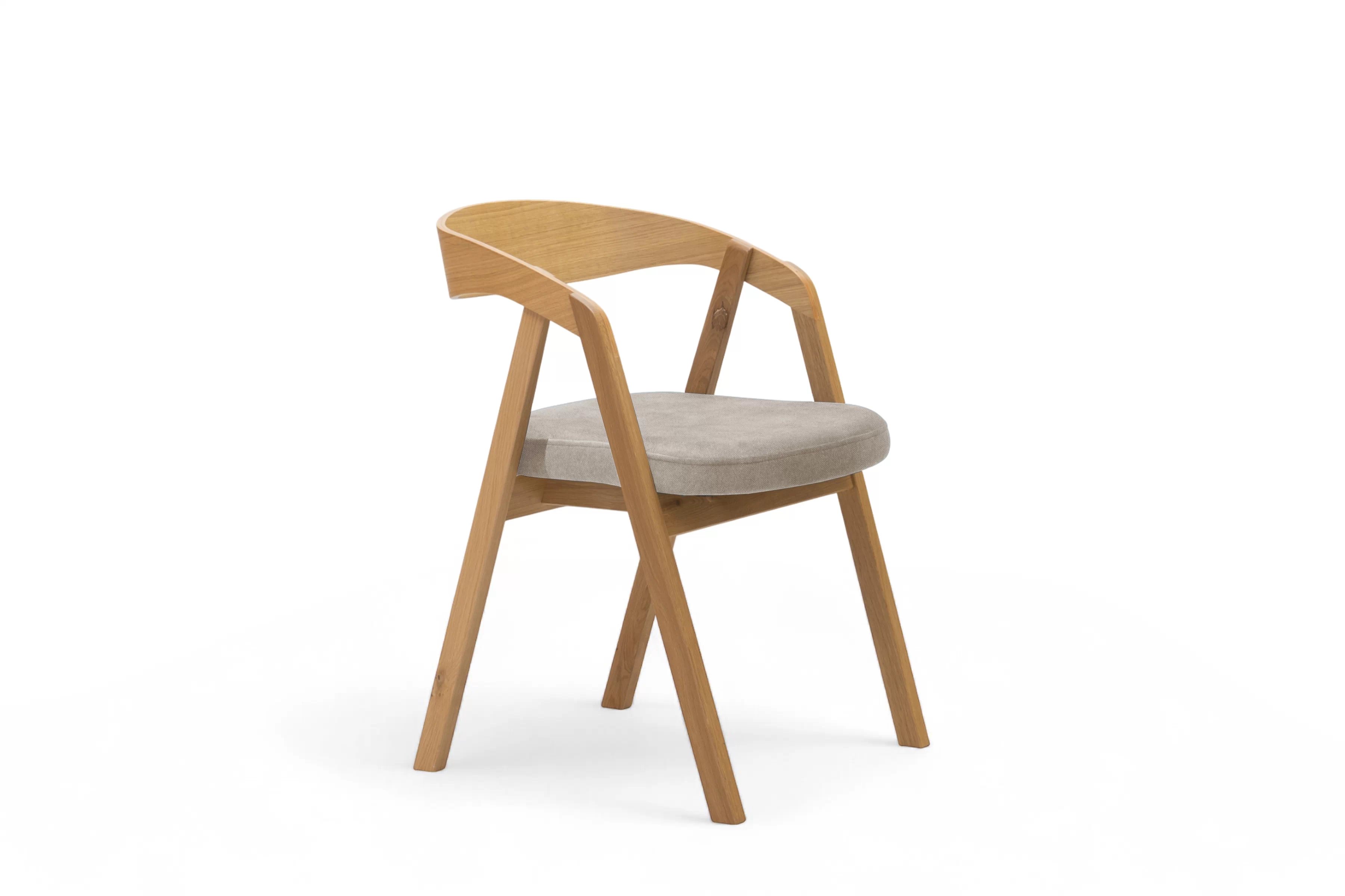 Dřevěná jídelní židle Elvarin s čalouněným sedákem – světle šedý šenil Wind 05 / lakovaný dub židle dřevěná Elvarin s čalouněným sedákem - světlý šedá šenil Wind 05 / dub lakierowany