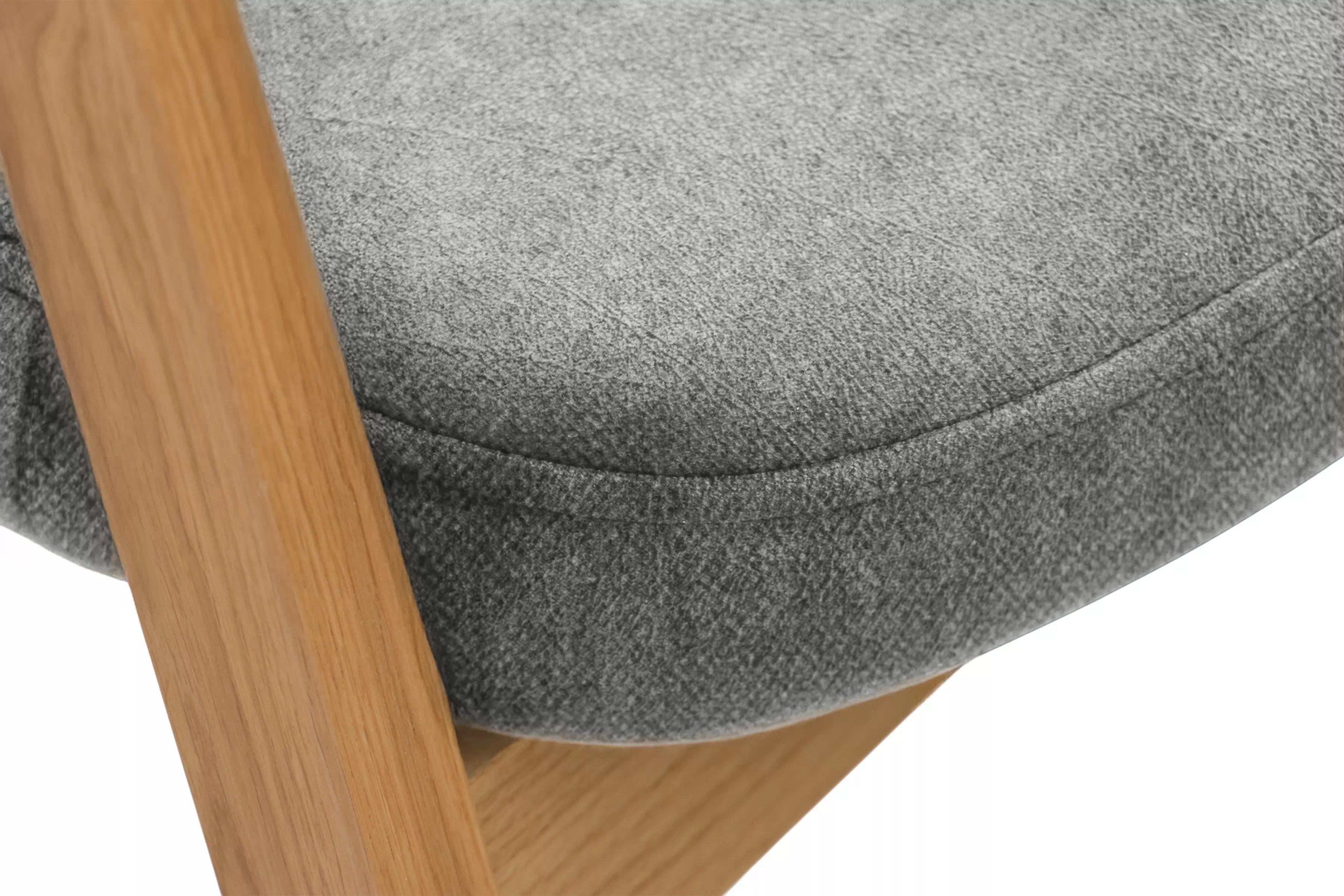 Dřevěná jídelní židle Elvarin s čalouněným sedákem – šedý šenil Wind 90 / lakovaný dub židle dřevěná Elvarin s čalouněným sedákem - šedá šenil Wind 90 / dub lakierowany