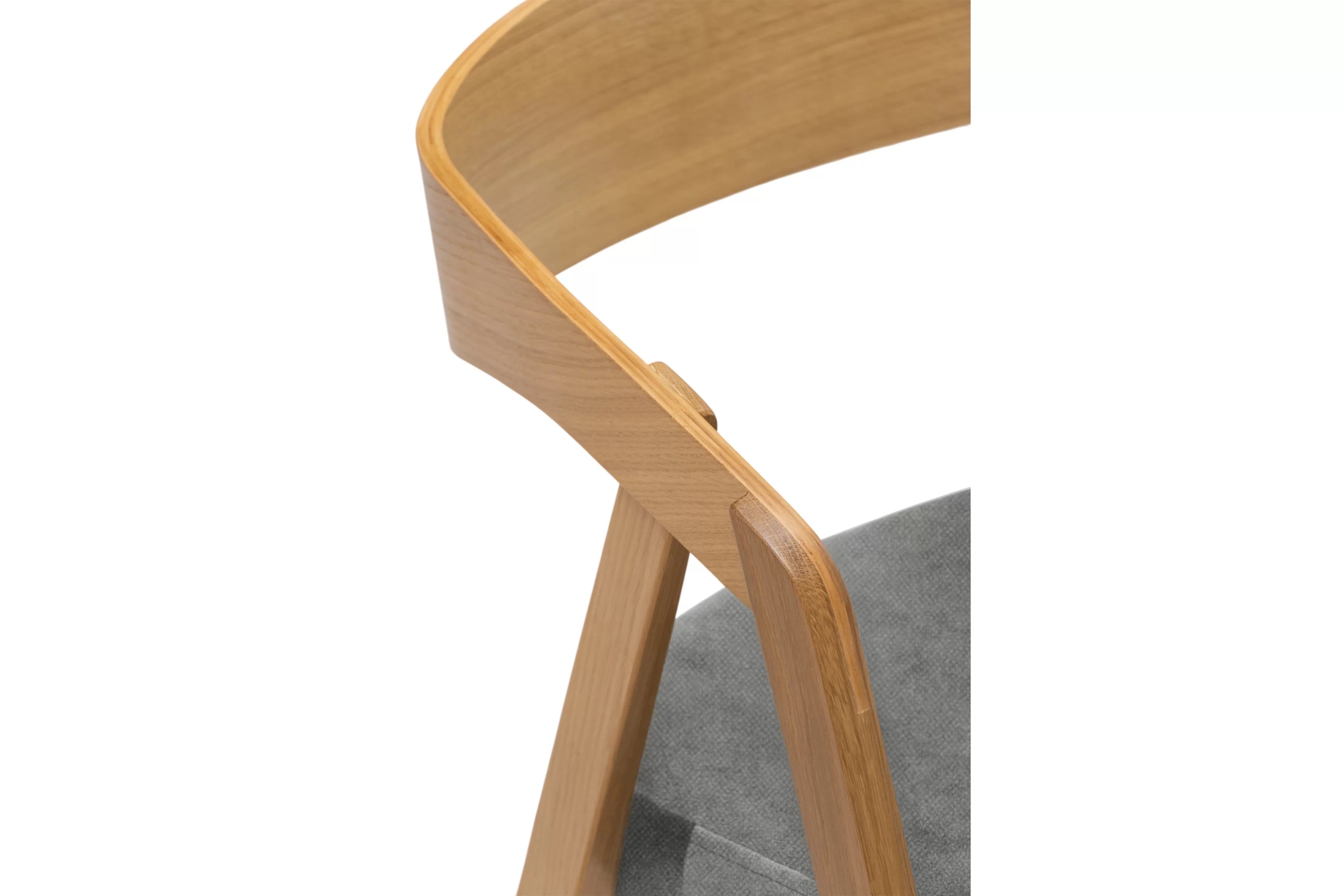 Dřevěná jídelní židle Elvarin s čalouněným sedákem – šedý šenil Wind 90 / lakovaný dub židle dřevěná Elvarin s čalouněným sedákem - šedá šenil Wind 90 / dub lakierowany