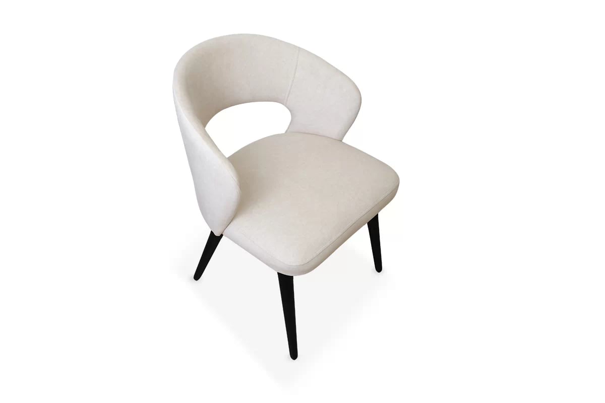 Jedálenské kreslo Luna - béžový ľahkočistiteľný zamat Cloud 03 / čierna Stolička drevená Luna z tapicerowanym siedziskiem - Béžová Cloud 03 / čierny nožičky