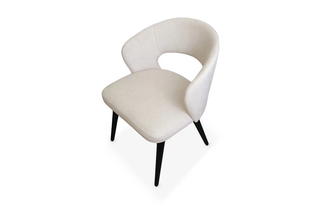 Jedálenské kreslo Luna - béžový ľahkočistiteľný zamat Cloud 03 / čierna Stolička drevená Luna z tapicerowanym siedziskiem - Béžová Cloud 03 / čierny nožičky