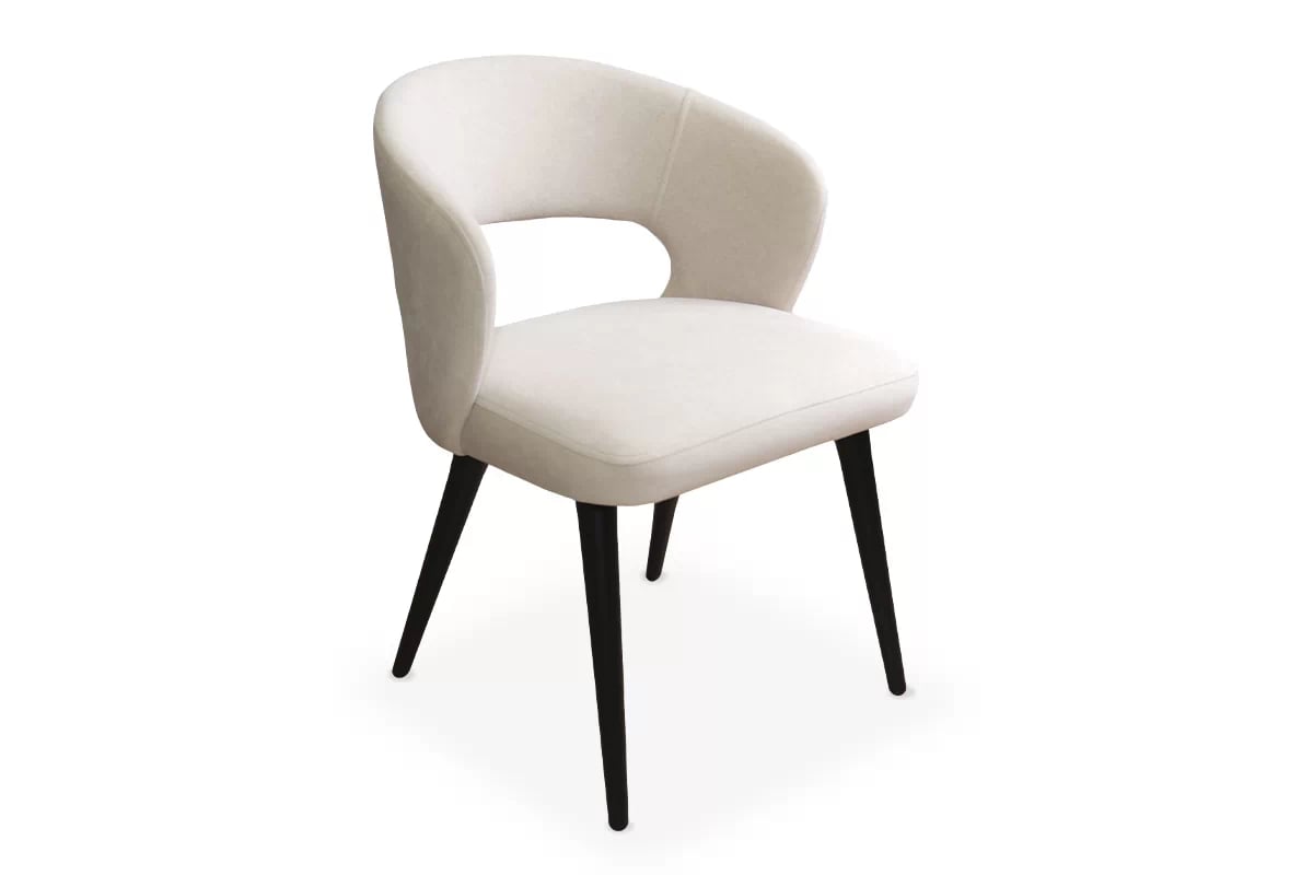 Jedálenské kreslo Luna - béžový ľahkočistiteľný zamat Cloud 03 / čierna Stolička drevená Luna z tapicerowanym siedziskiem - Béžová Cloud 03 / čierny nožičky
