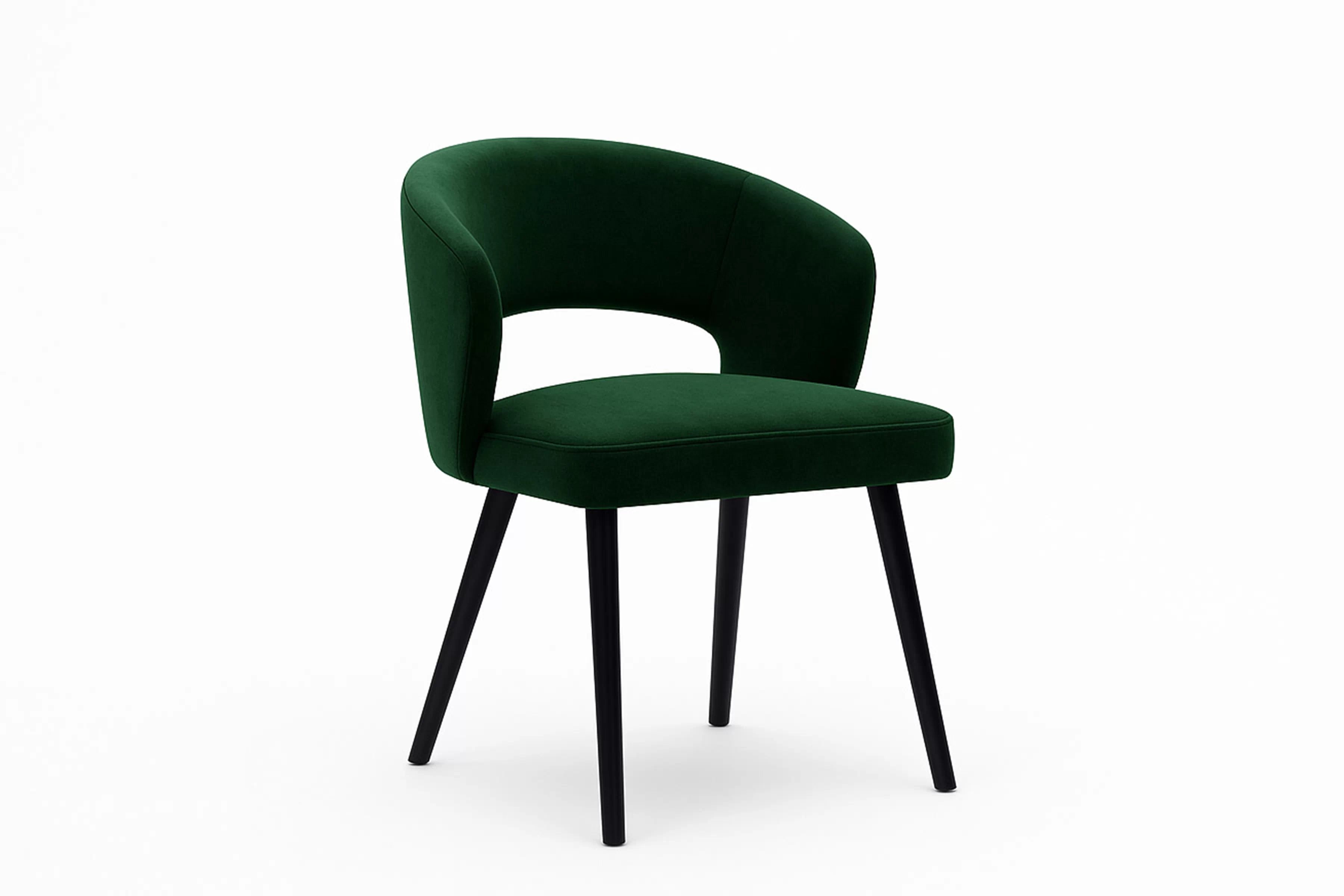 Čalouněná jídelní židle Luna - tmavě zelená Velluto 10 / černé nohy židle dřevěná Luna s čalouněným sedákem - tmavý zelená samet Velluto 10 / černé nožičky
