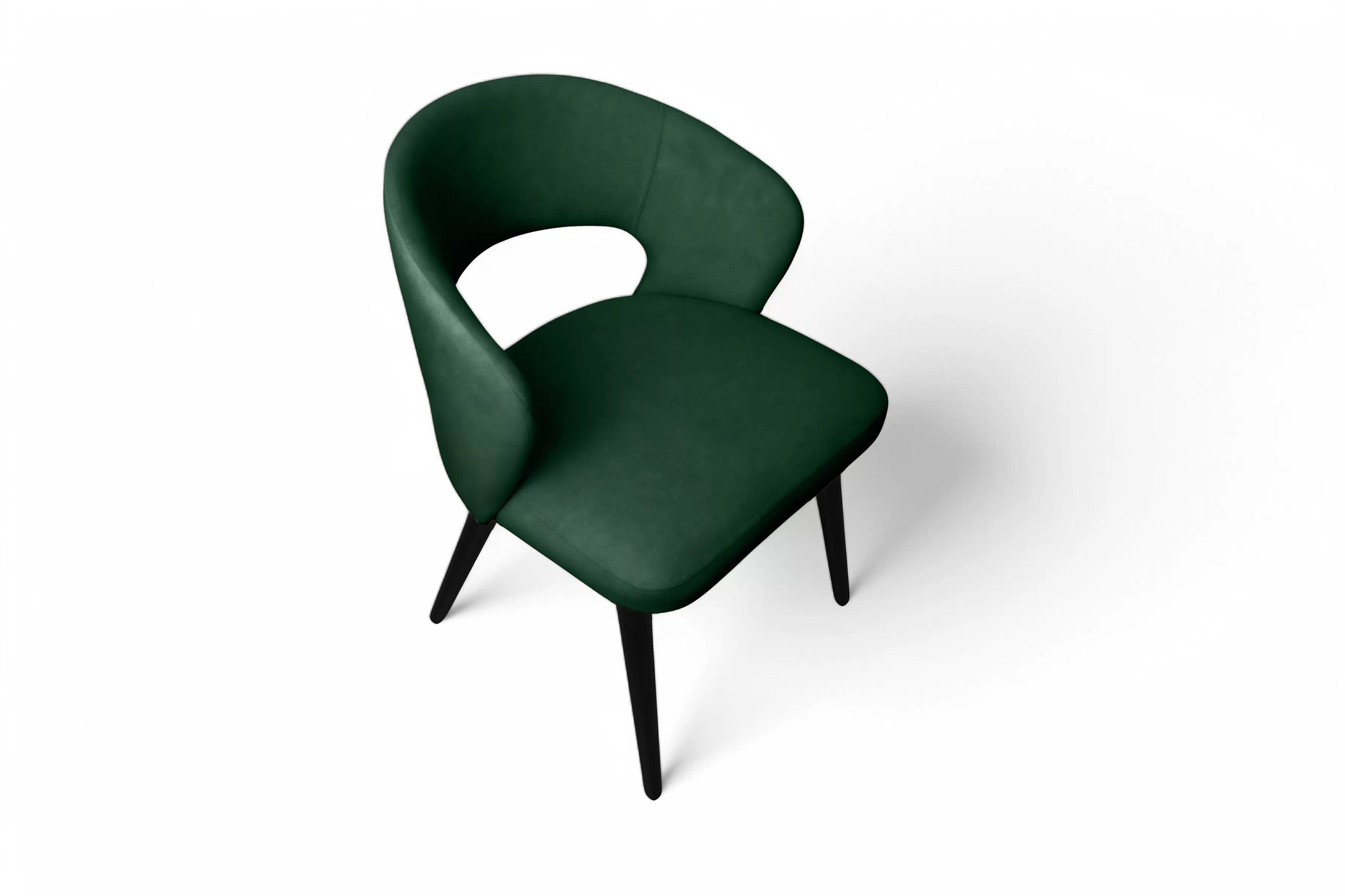 Jedálenské kreslo Luna - tmavozelený velúr Velluto 10 / čierna Stolička drevená Luna z tapicerowanym siedziskiem - tmavý Zelený velúr Velluto 10 / čierny nožičky