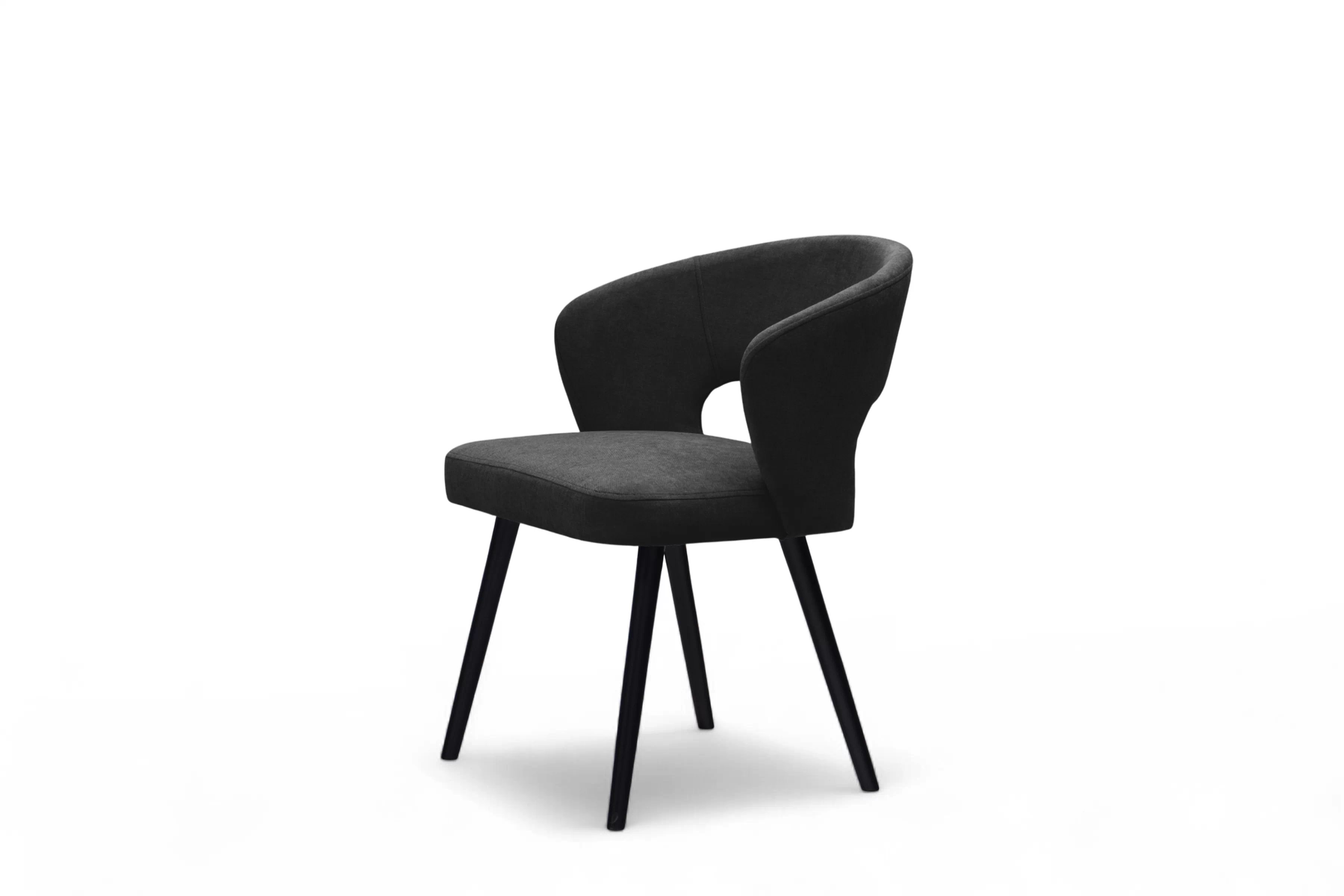 Jedálenské kreslo Luna - čierna žinylka Wind 99 / čierna Stolička drevená Luna z tapicerowanym siedziskiem - Čierny Wind 99 / čierny nožičky