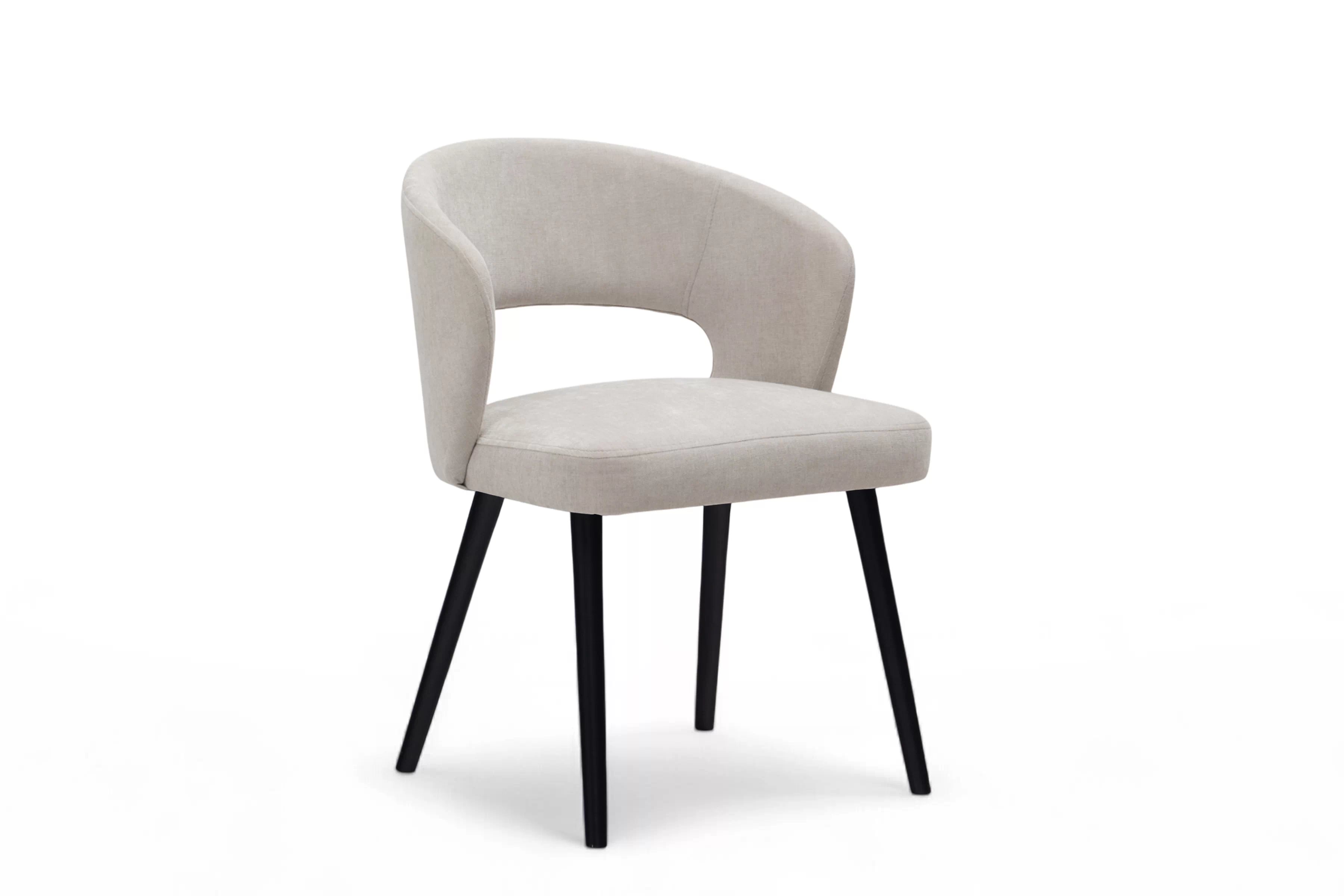 Jedálenské kreslo Luna - svetlosivý žinylka Wind 05 / čierna Stolička drevená Luna z tapicerowanym siedziskiem - svetlý šedý šenil Wind 05 / čierny nožičky