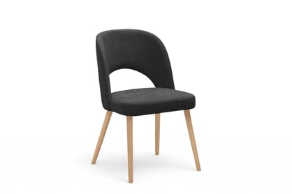 Dřevěná židle Luvaro s čalouněným sedákem – černý šenil Wind 99 / nožky buk