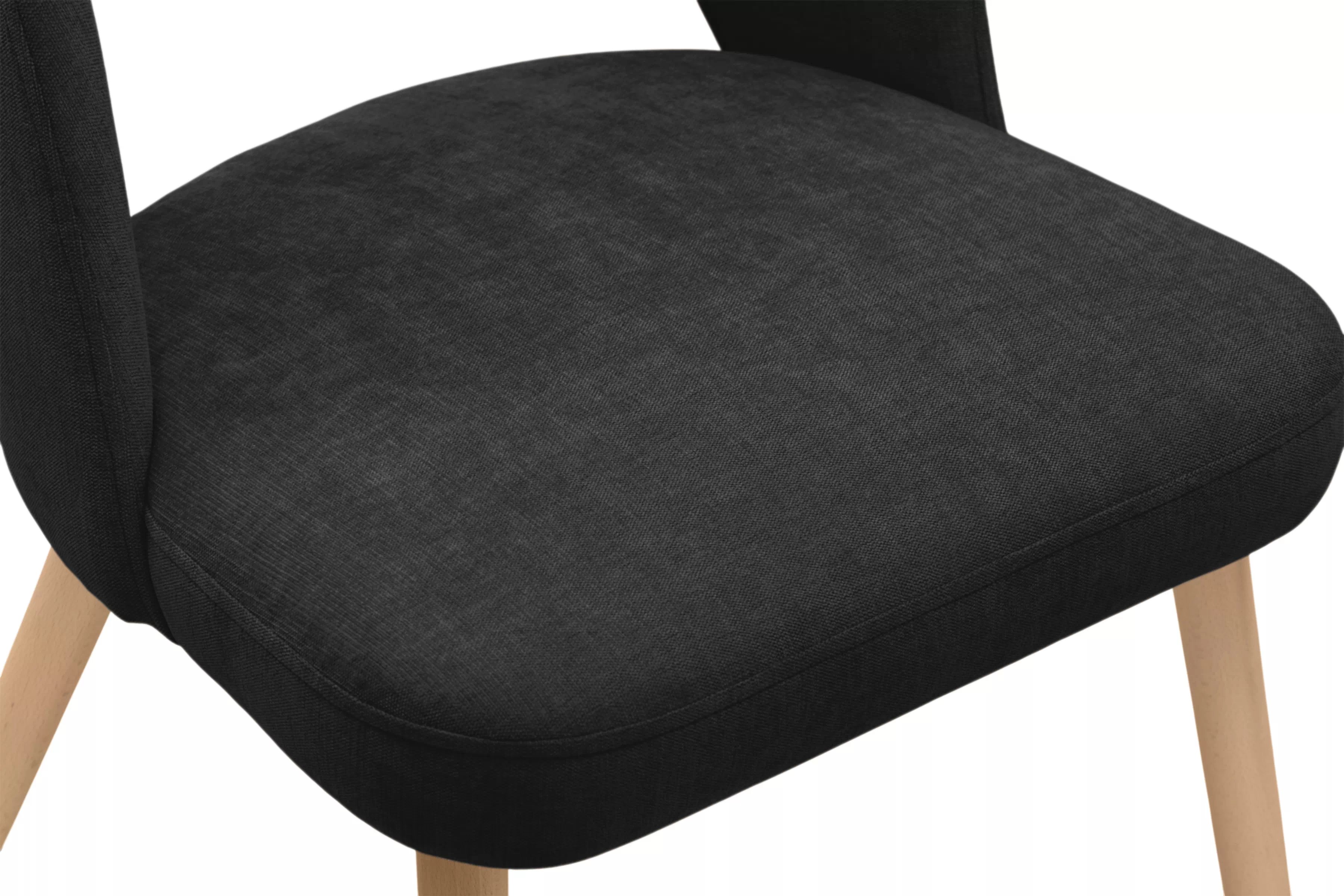 Dřevěná židle Luvaro s čalouněným sedákem – černý šenil Wind 99 / nožky buk židle dřevěná Luvaro s čalouněným sedákem - černá šenil Wind 99 / Nohy buk