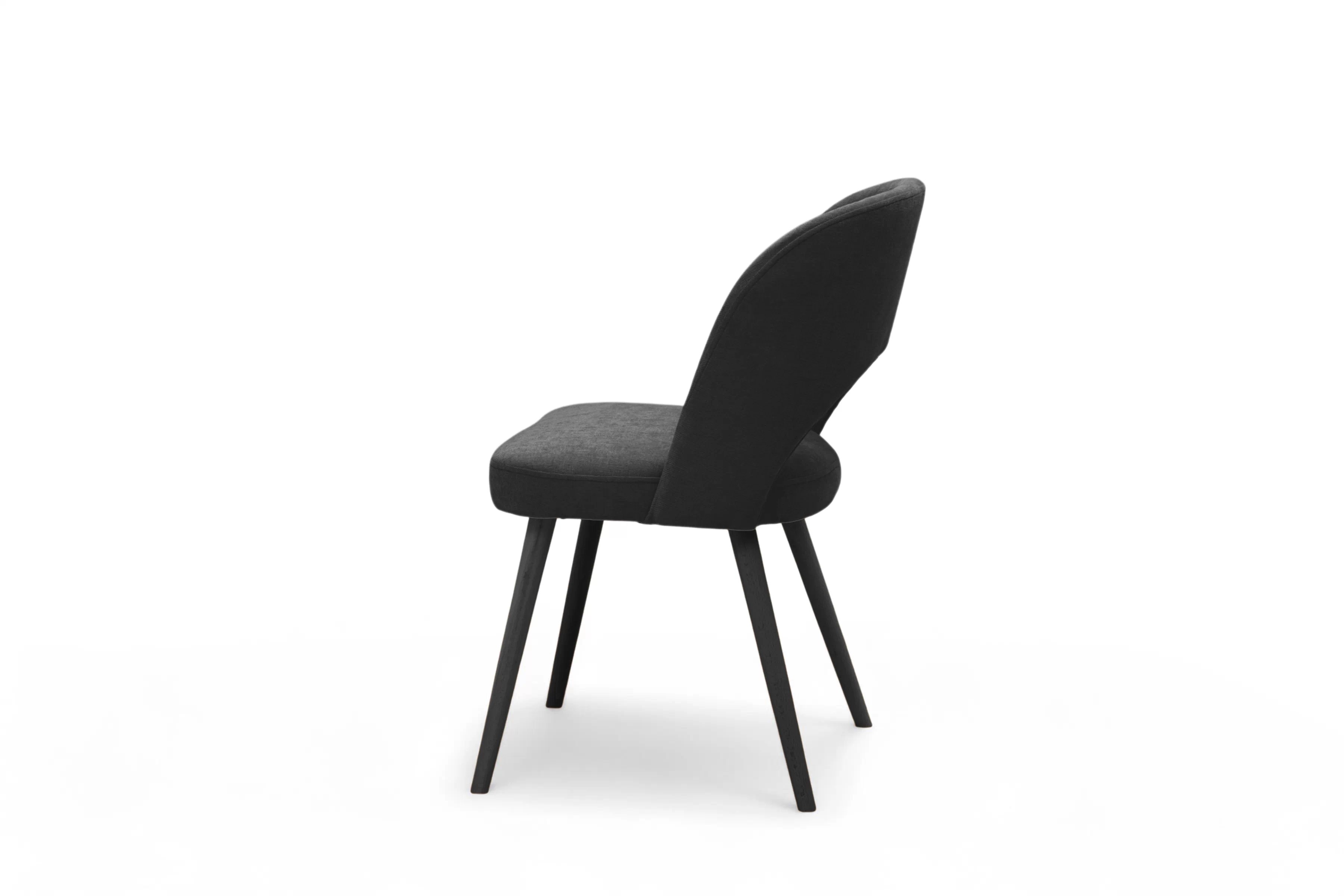 Dřevěná židle Luvaro s čalouněným sedákem – černý šenil Wind 99 / černé nožky židle dřevěná Luvaro s čalouněným sedákem - černá šenil Wind 99 / Nohy černá