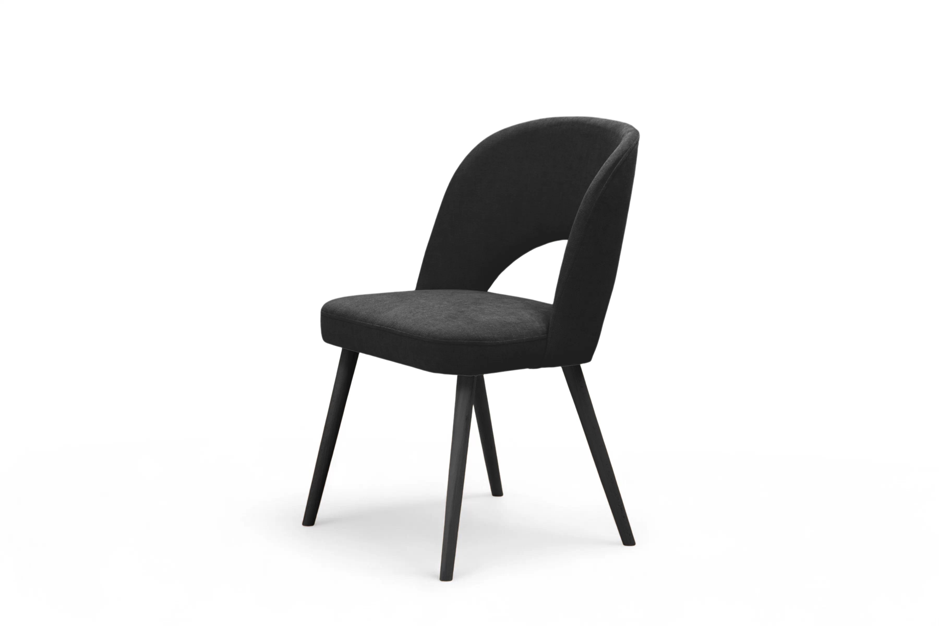 Dřevěná židle Luvaro s čalouněným sedákem – černý šenil Wind 99 / černé nožky židle dřevěná Luvaro s čalouněným sedákem - černá šenil Wind 99 / Nohy černá