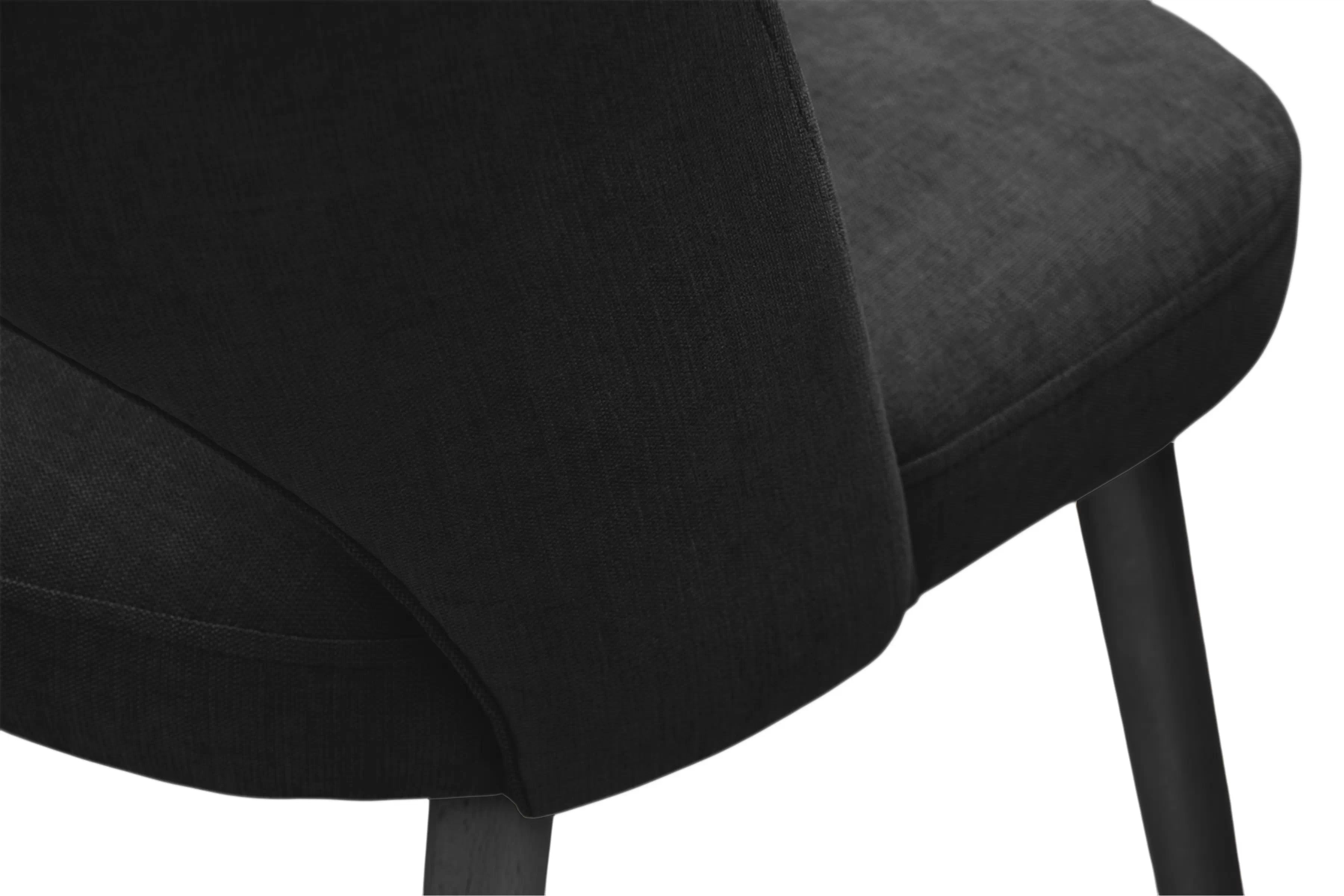 Dřevěná židle Luvaro s čalouněným sedákem – černý šenil Wind 99 / černé nožky židle dřevěná Luvaro s čalouněným sedákem - černá šenil Wind 99 / Nohy černá