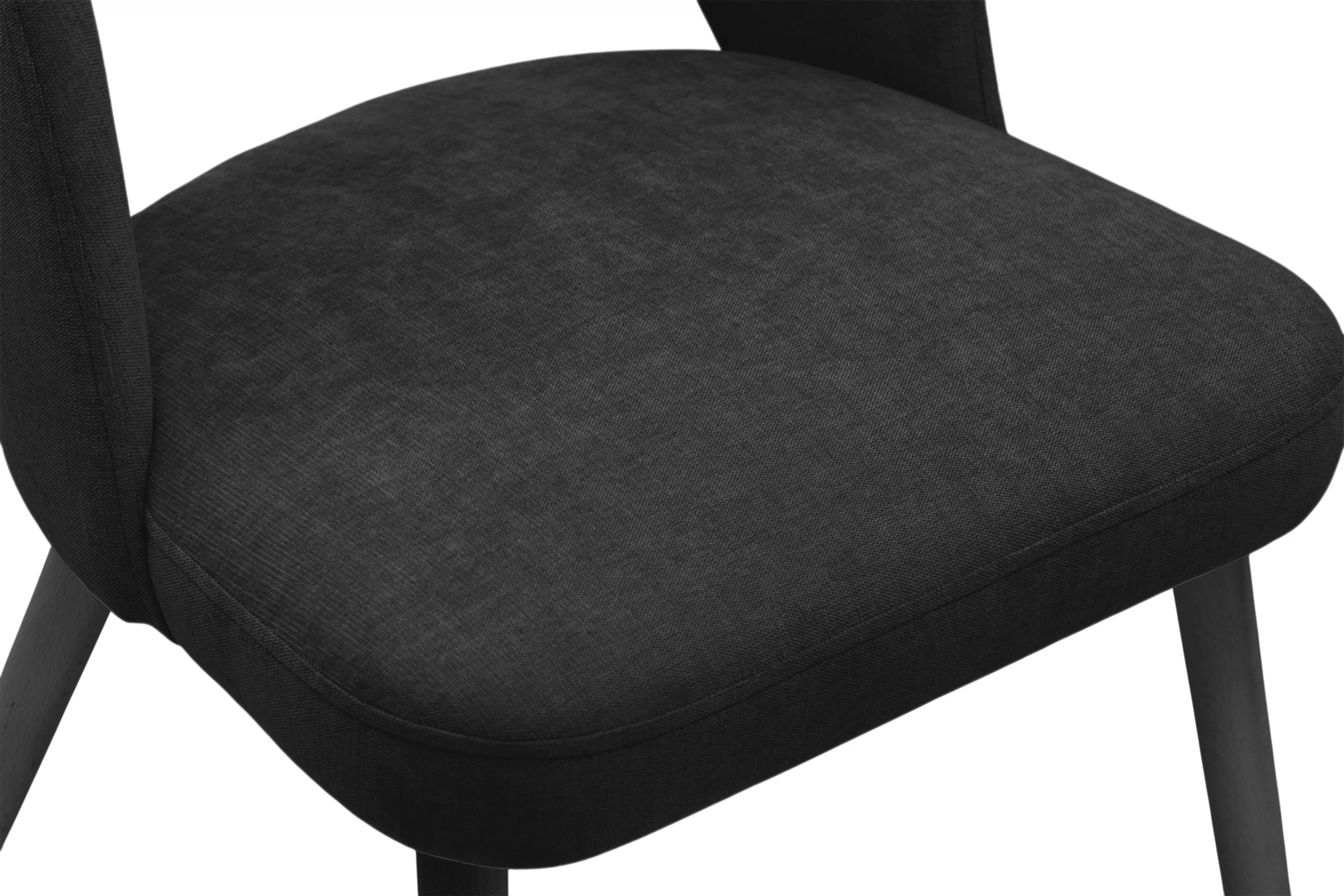 Dřevěná židle Luvaro s čalouněným sedákem – černý šenil Wind 99 / černé nožky židle dřevěná Luvaro s čalouněným sedákem - černá šenil Wind 99 / Nohy černá